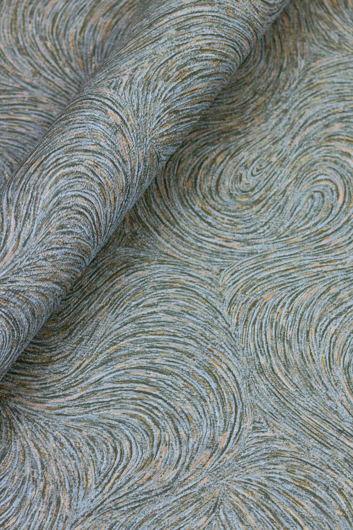 10-970111 Detailaufnahmen 2 Vague papier peint intissé bleu-bleu-gris Selection double largeur 970111