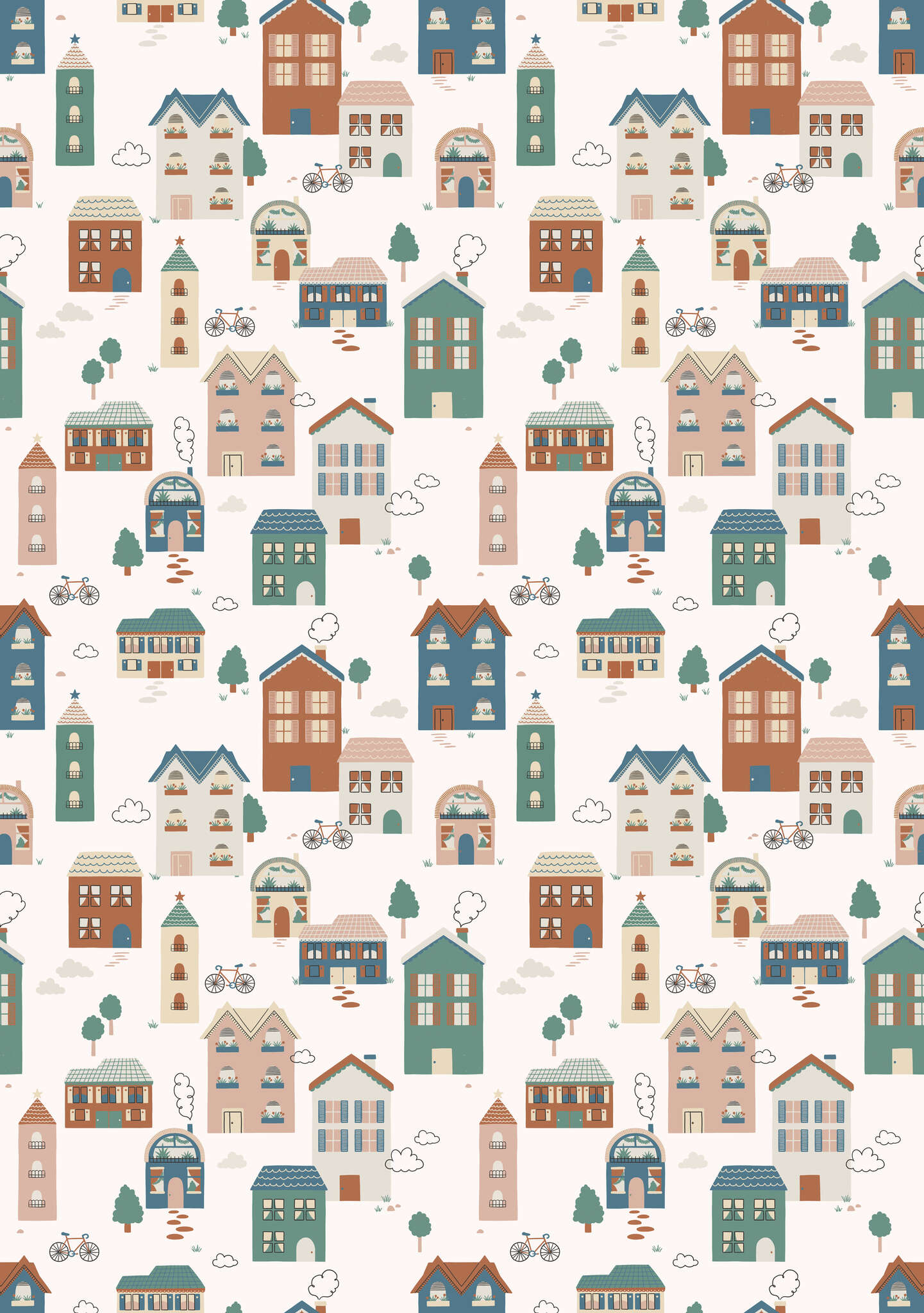 10-300204 Artikelscan 1 Wall mural Tiny Houses in Blue | Roomblush - RB393