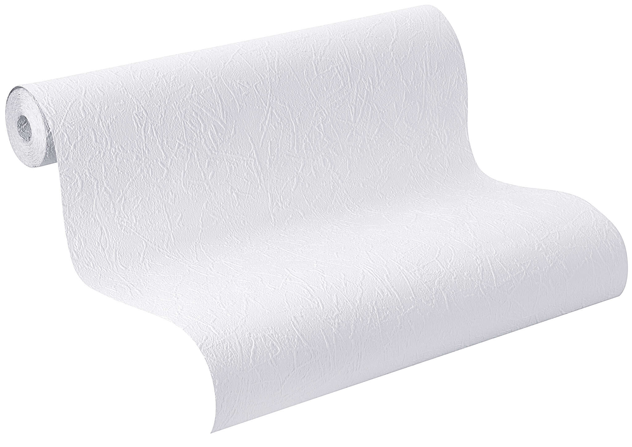 10-126933 Rolle abgerollt 1 Rollenabbildung mit Uni-Tapete: weiße Papiertapete in Steinoptik