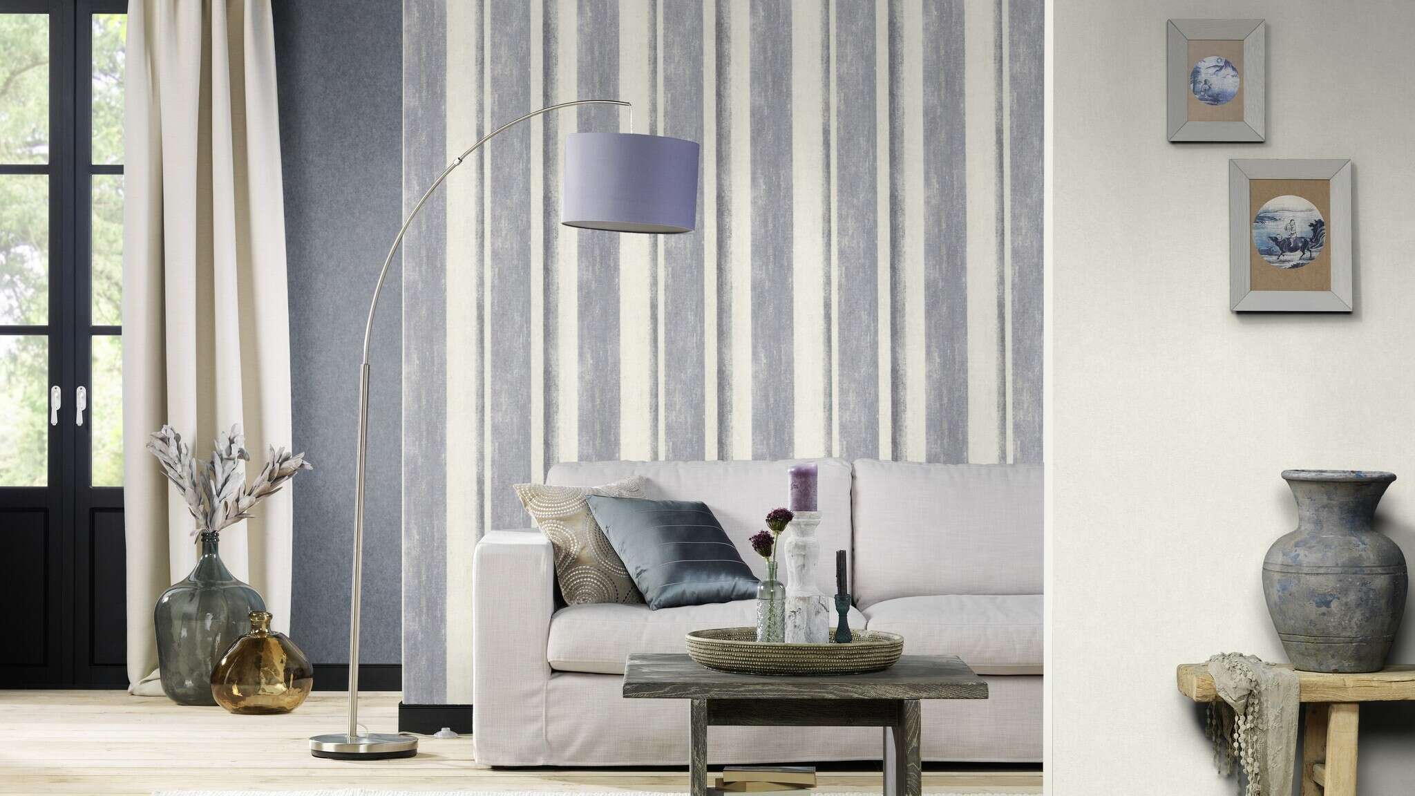 10-617788 Raumsituationen 2 Non-woven wallpaper in blue-demin Indigo Selection 617788