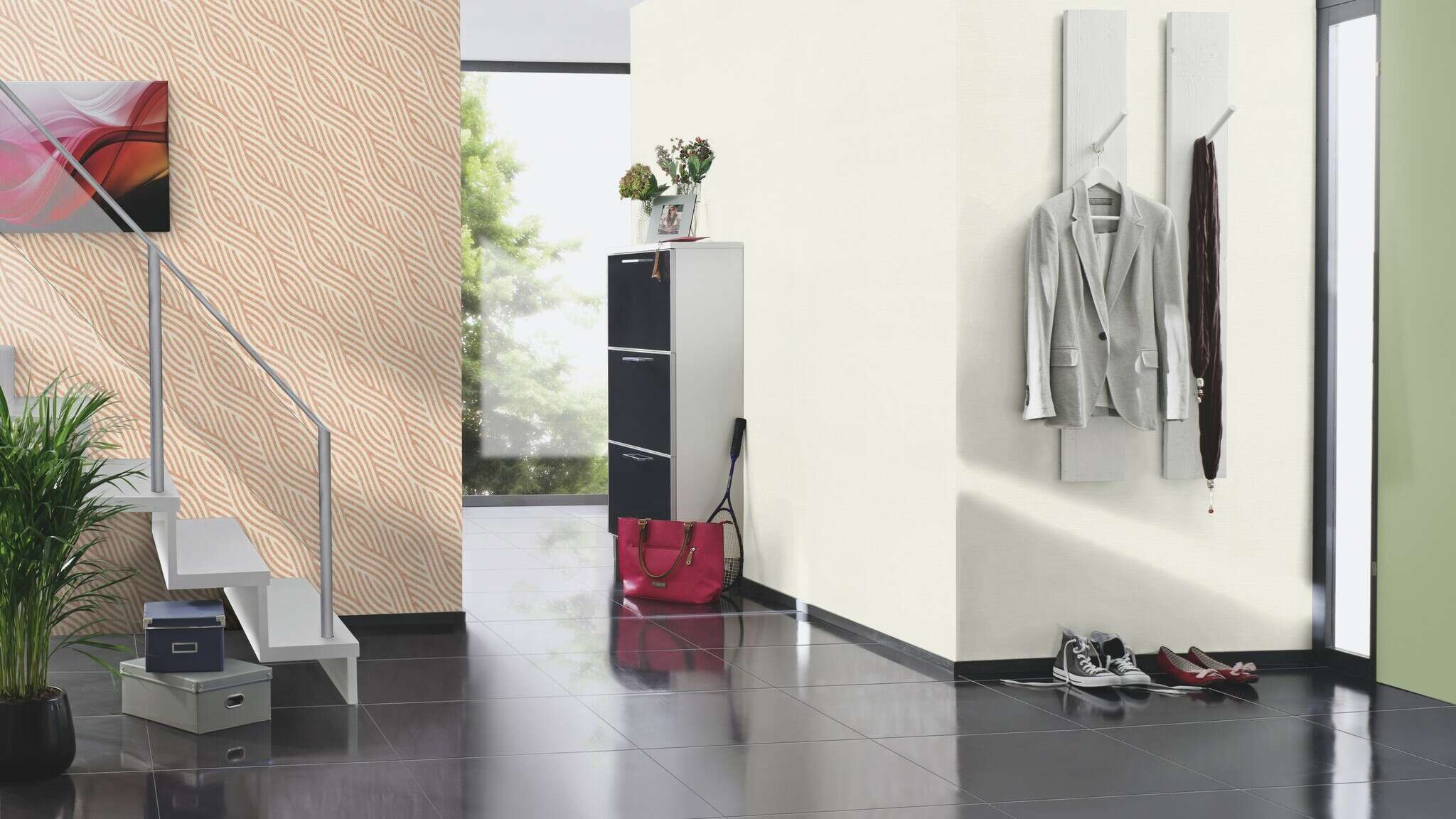 10-704549 Raumsituationen 4 Non-woven wallpaper in light red-terra Selection 704549