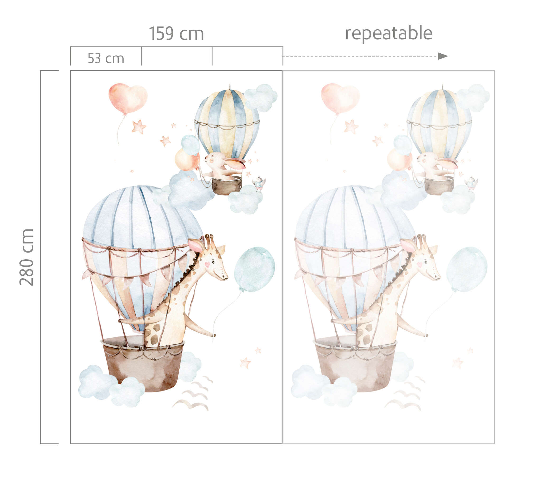 10-364910 Bildauschnitt 1 Balloon non-woven wallpaper in blue pastel blue SM Digital Panel 364910