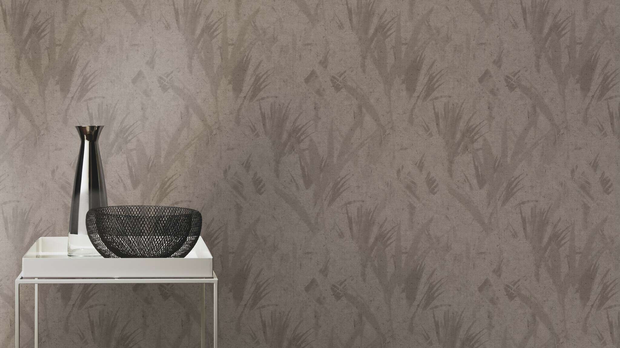 10-520750 Raumsituationen 3 Schilf Vliestapete in Braun-Taupe dunkel Selection 520750