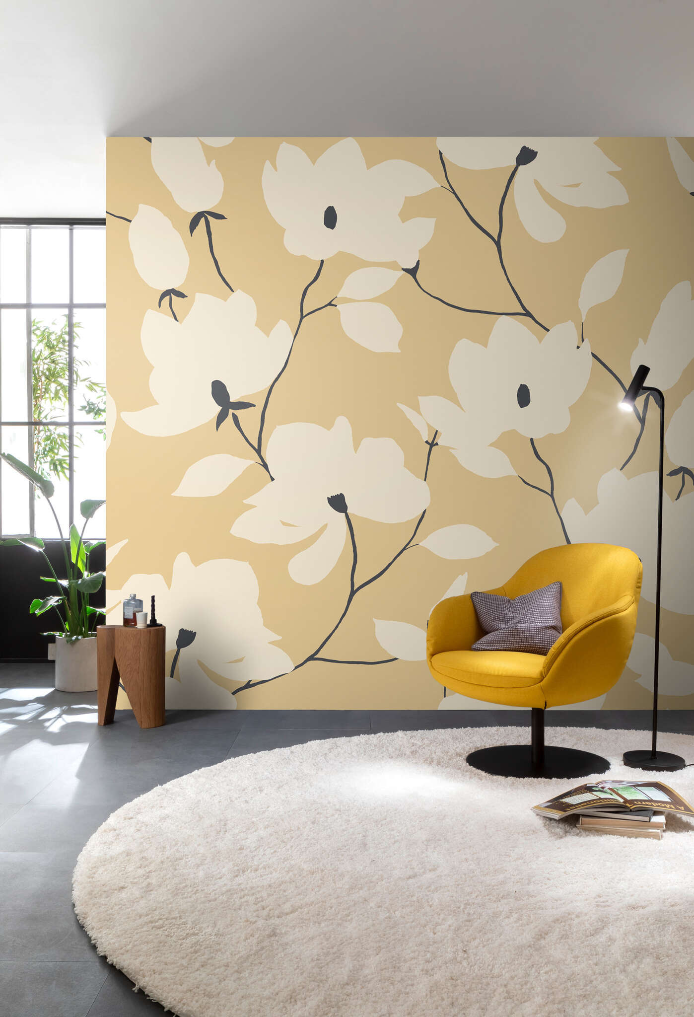 10-367300 Raumbilder 1 SCHÖNER WOHNEN collection FLEUR wall mural in yellow 367300