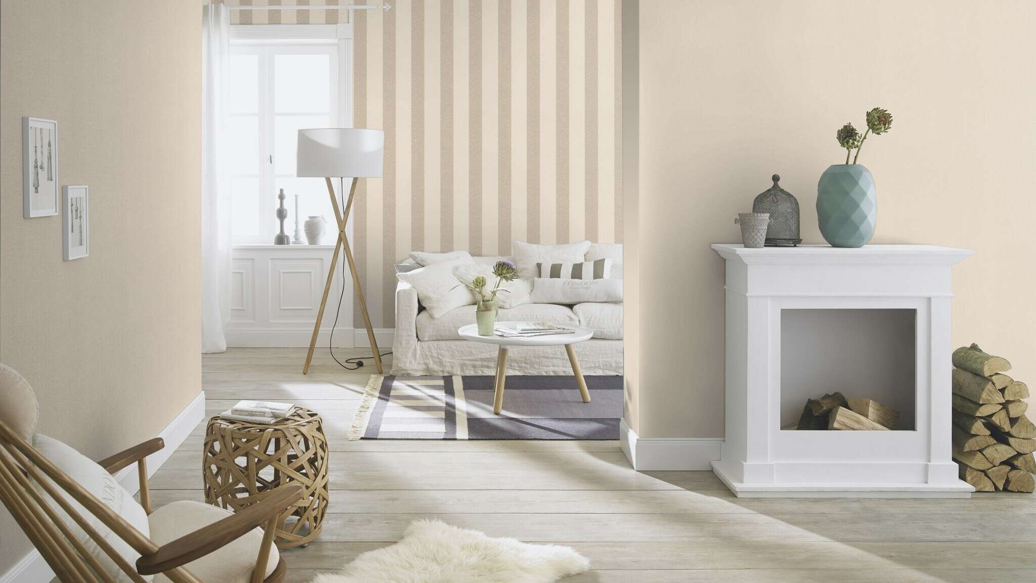 10-448559 Raumsituationen 2 Textiloptik Vliestapete in Beige 448559