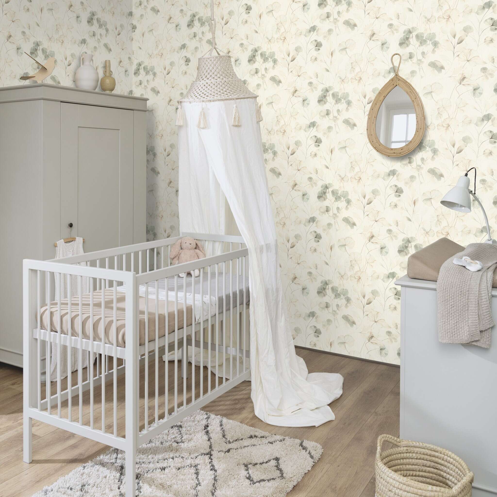 10-709070 Raumsituationen 6 Non-woven wallpaper in green-sage Farmhouse 709070