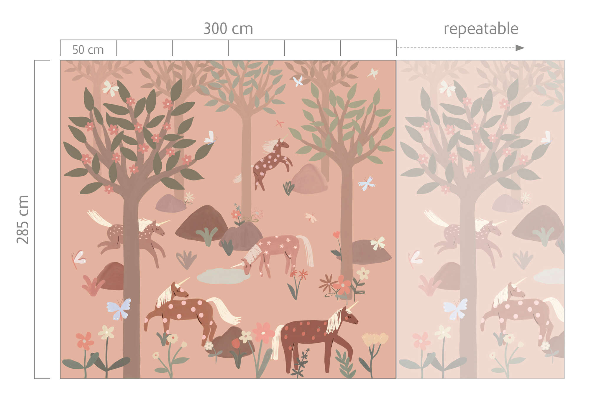 10-300028 Bildauschnitt 1 Wall mural Unicorn in Pink | Roomblush - RB351