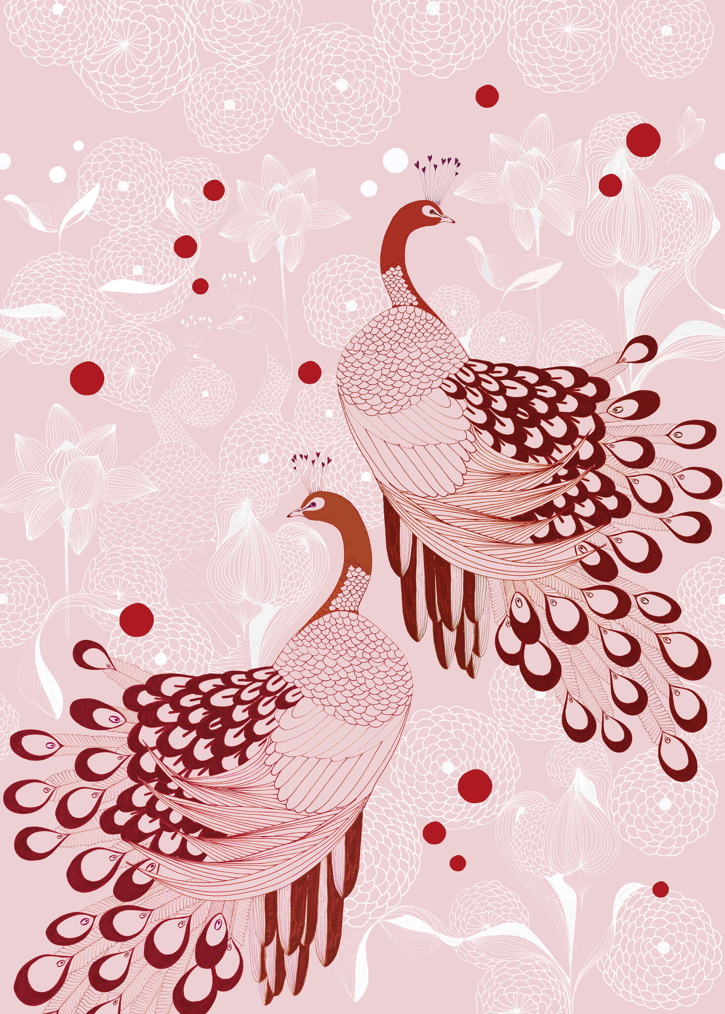 10-539141 Artikelscan 1 Club botanique peacock wallpaper in pink-red 539141
