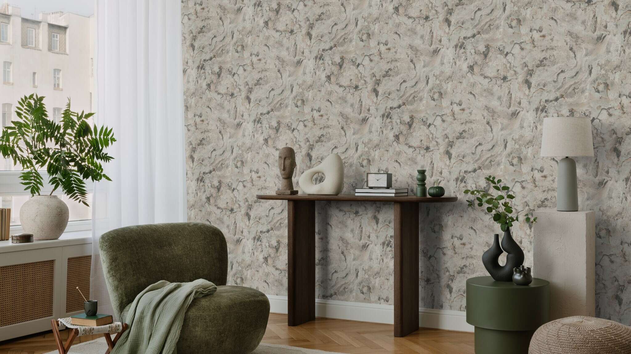 10-286601 Raumsituationen 1 Marmor Papiertapete in Grau Selection Papier 286601
