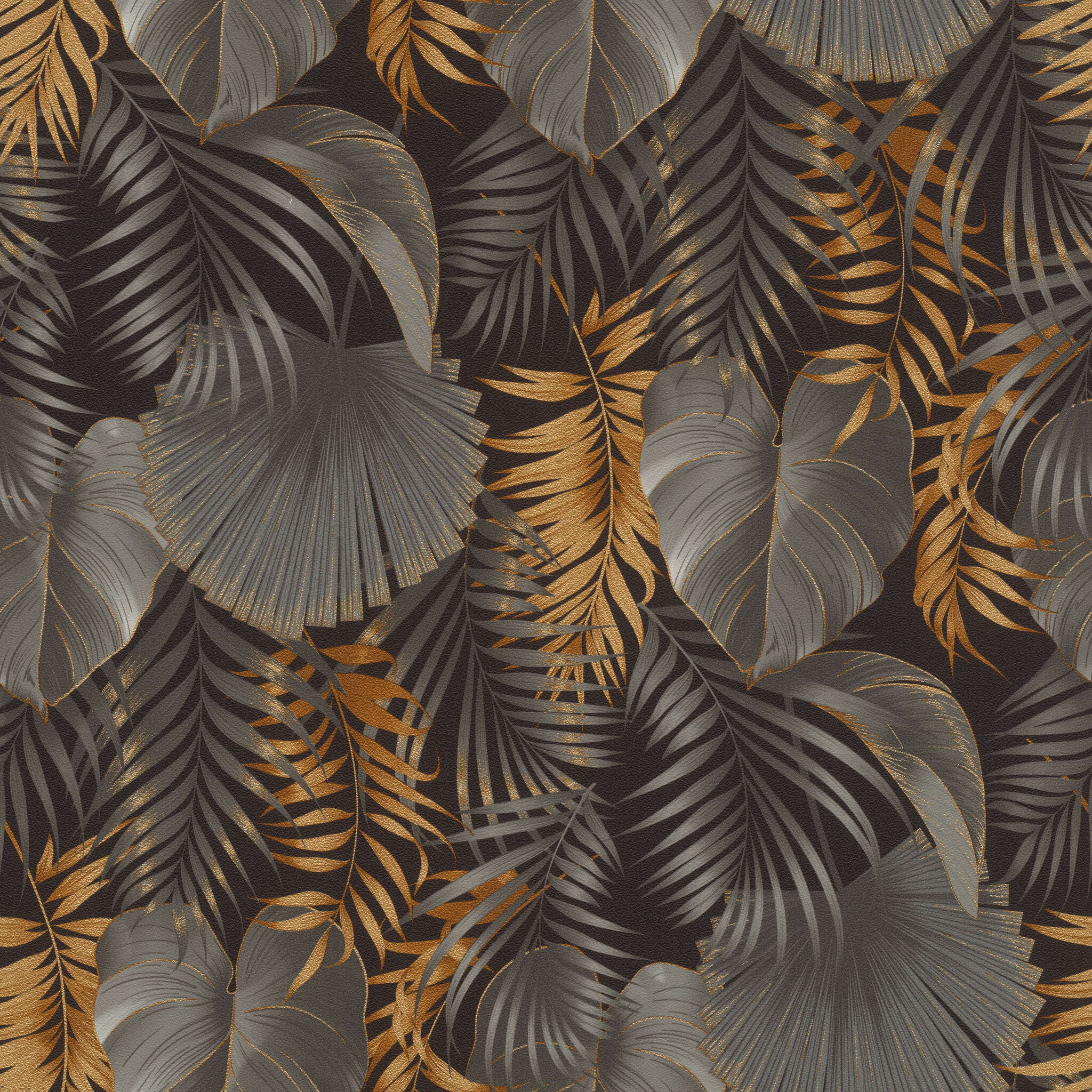 10-829839 Artikelscan 1 Leaves non-woven wallpaper in black-deep black Selection vinyl/non-woven 829839