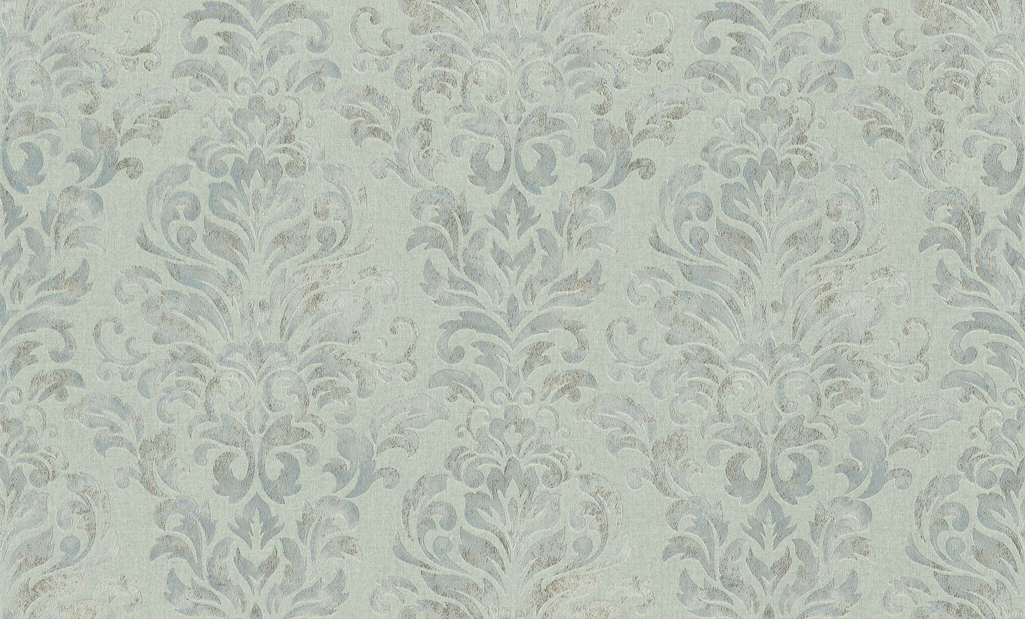 10-975130 Artikelscan 1 Ornamental non-woven wallpaper in green patina green light Selection double wide 975130