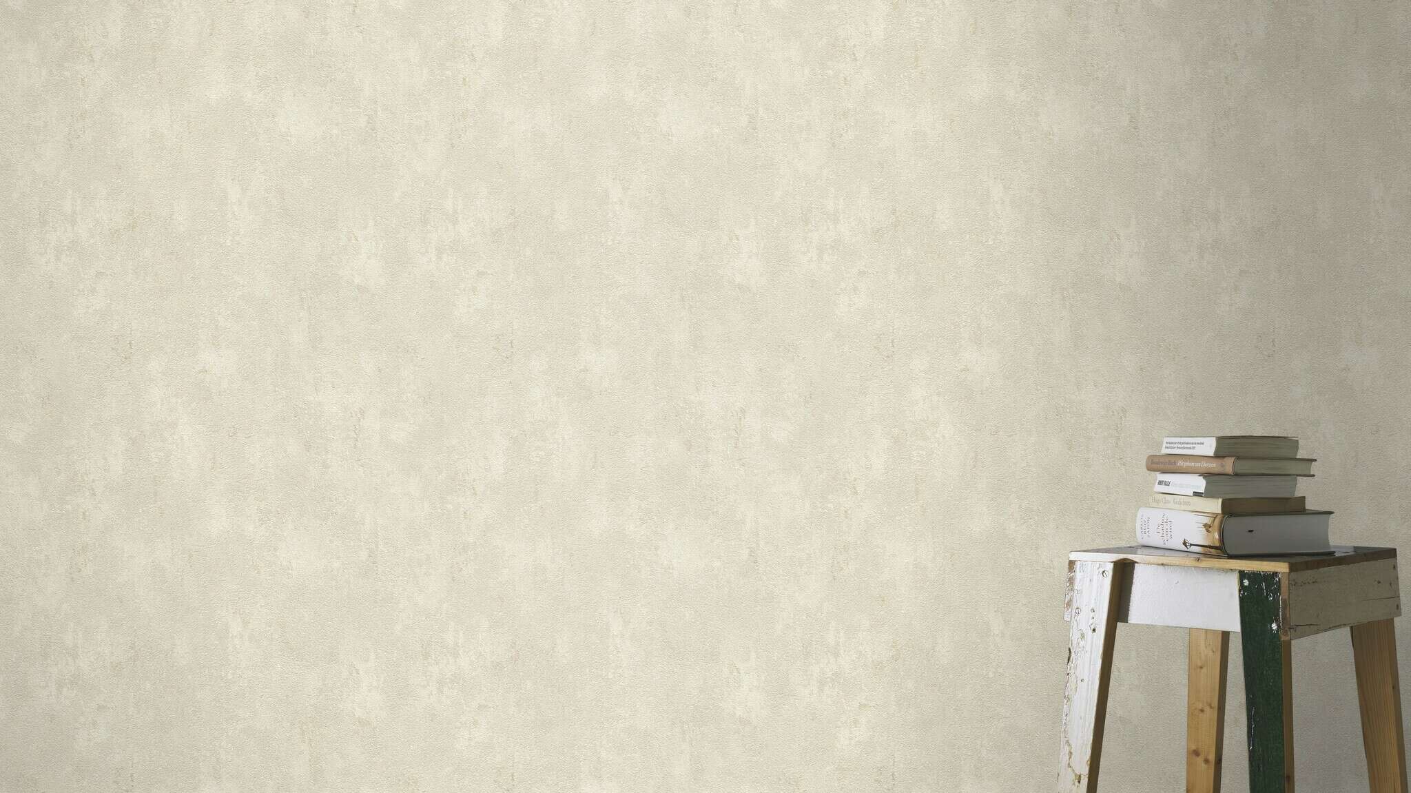 10-609035 Raumsituationen 4 Room with Single-colour wallpaper with concrete look