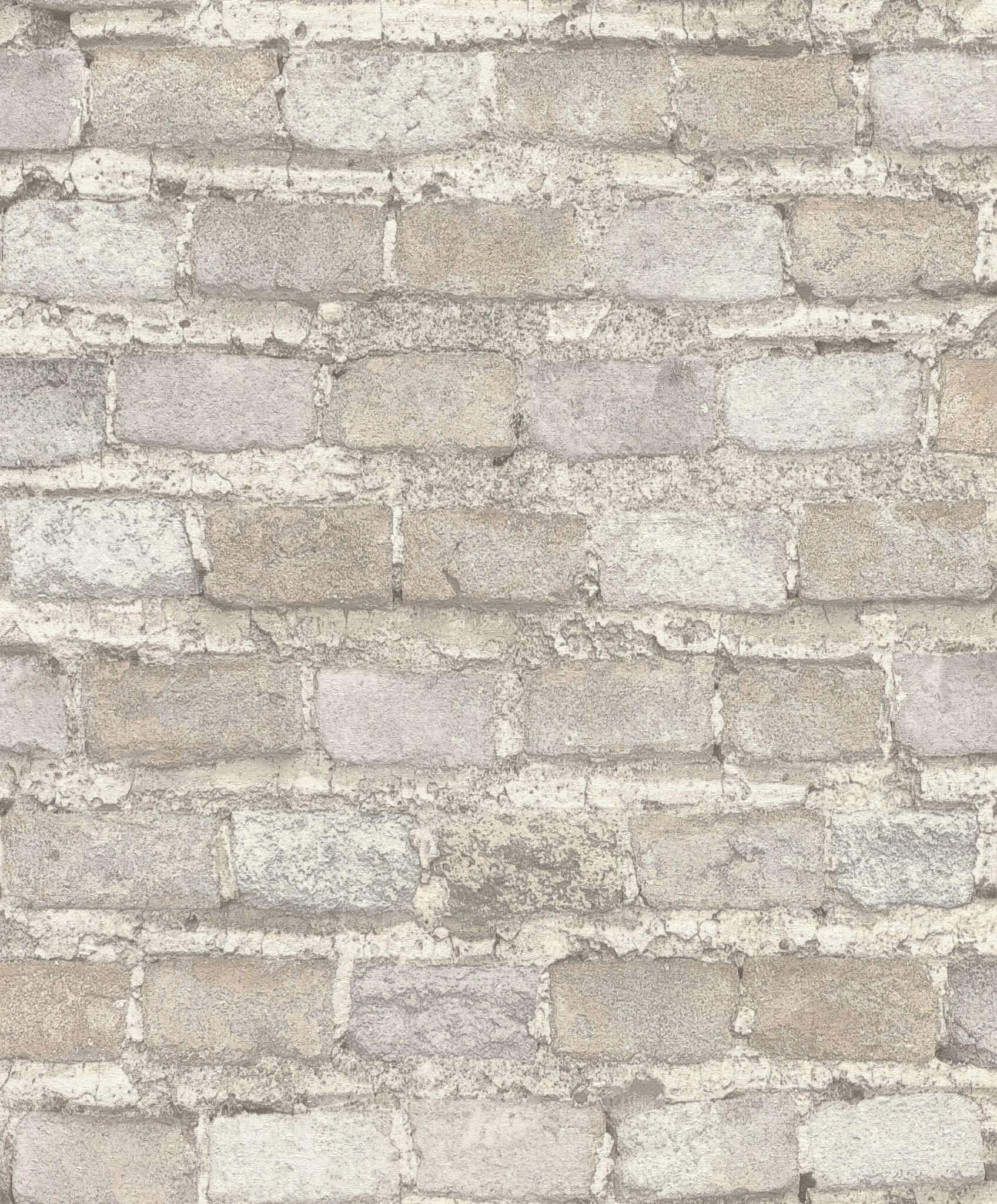 10-428049 Artikelscan 1 Non-woven wallpaper with realistic brick texture in light grey with slight colour variations.