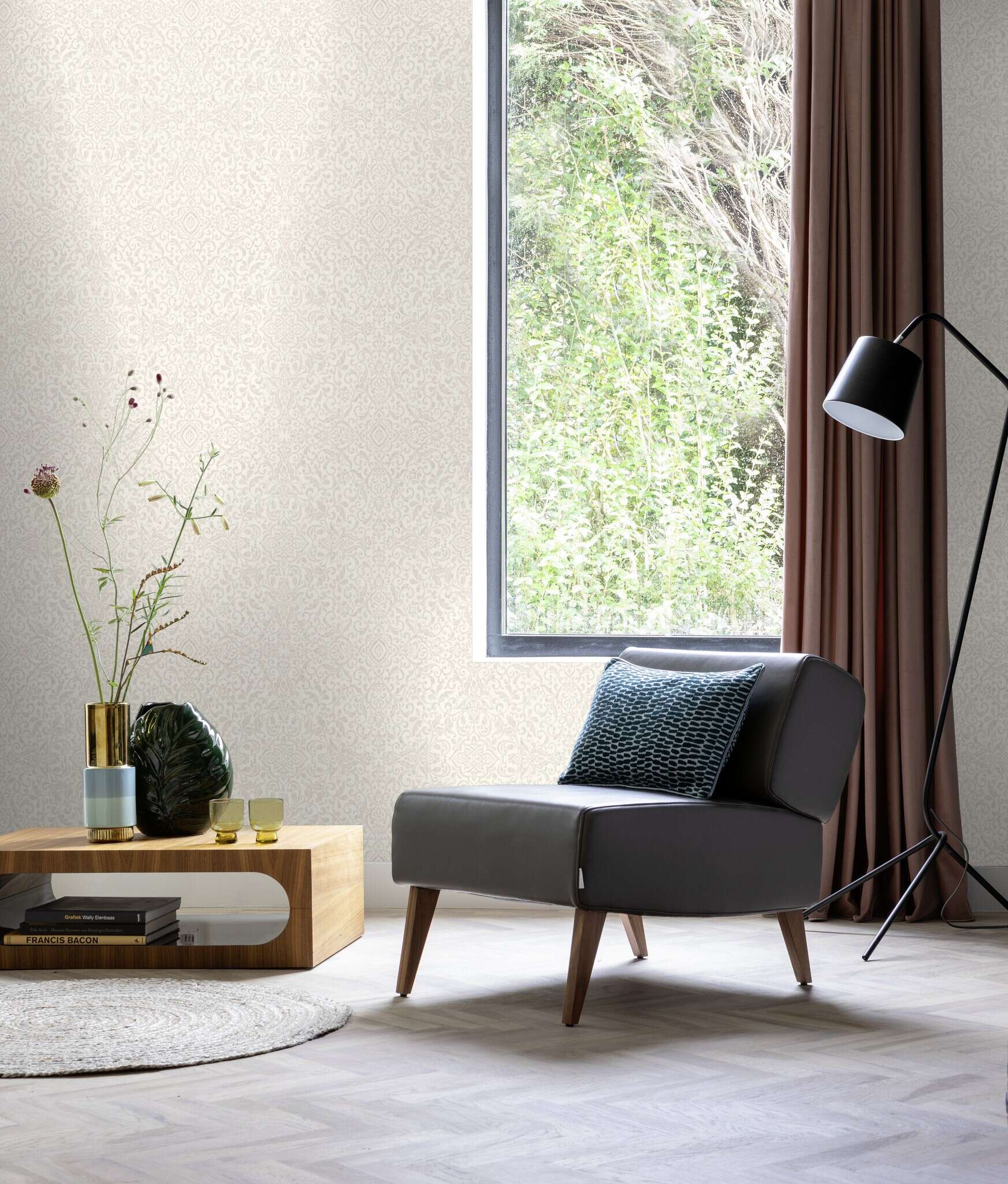 10-412055 Raumsituationen 1 Papier peint intissé damassé blanc In Bloom - Rosalie 412055