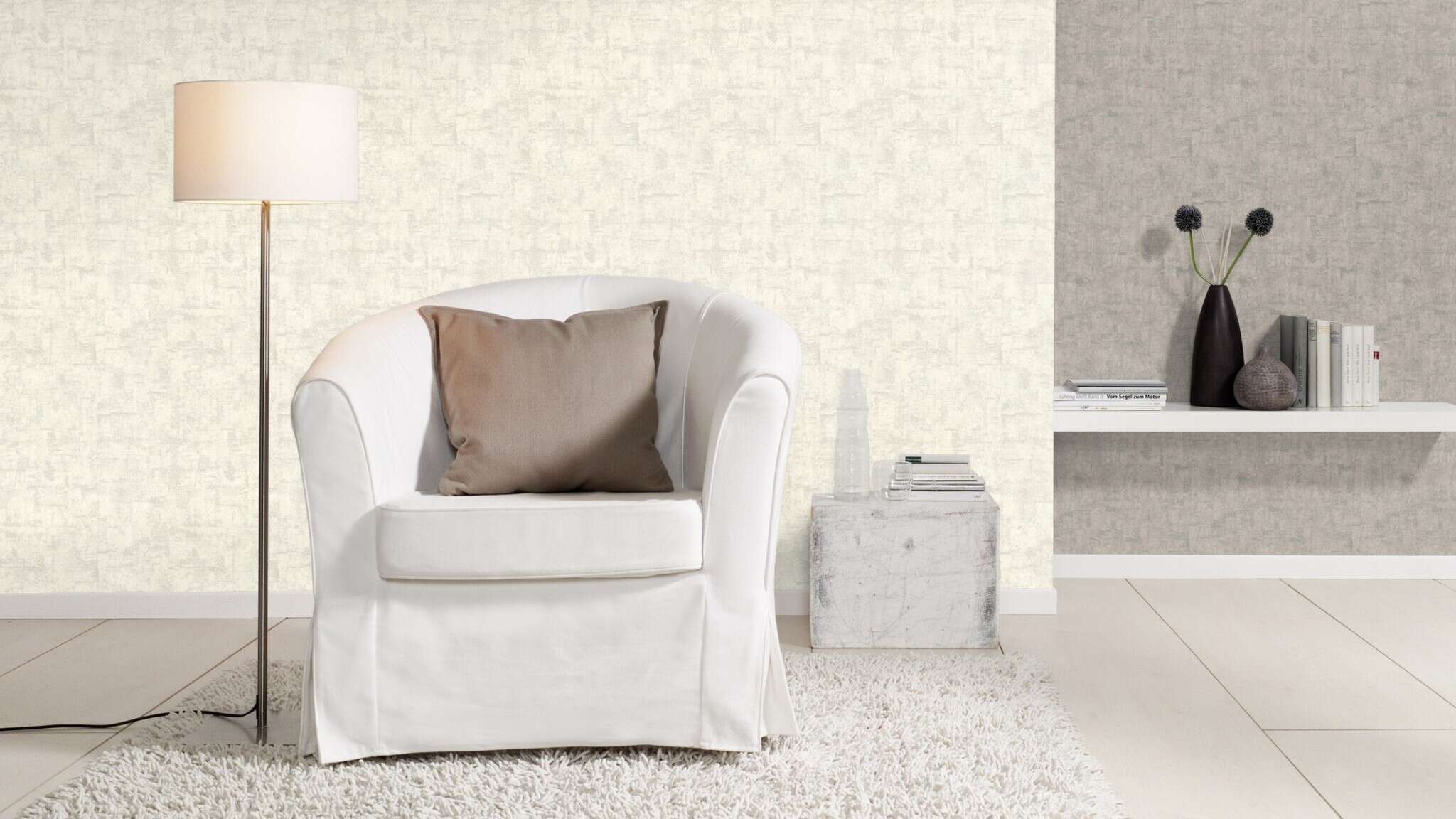 10-648980 Raumsituationen 2 Room with Single-colour wallpaper with plaster texture