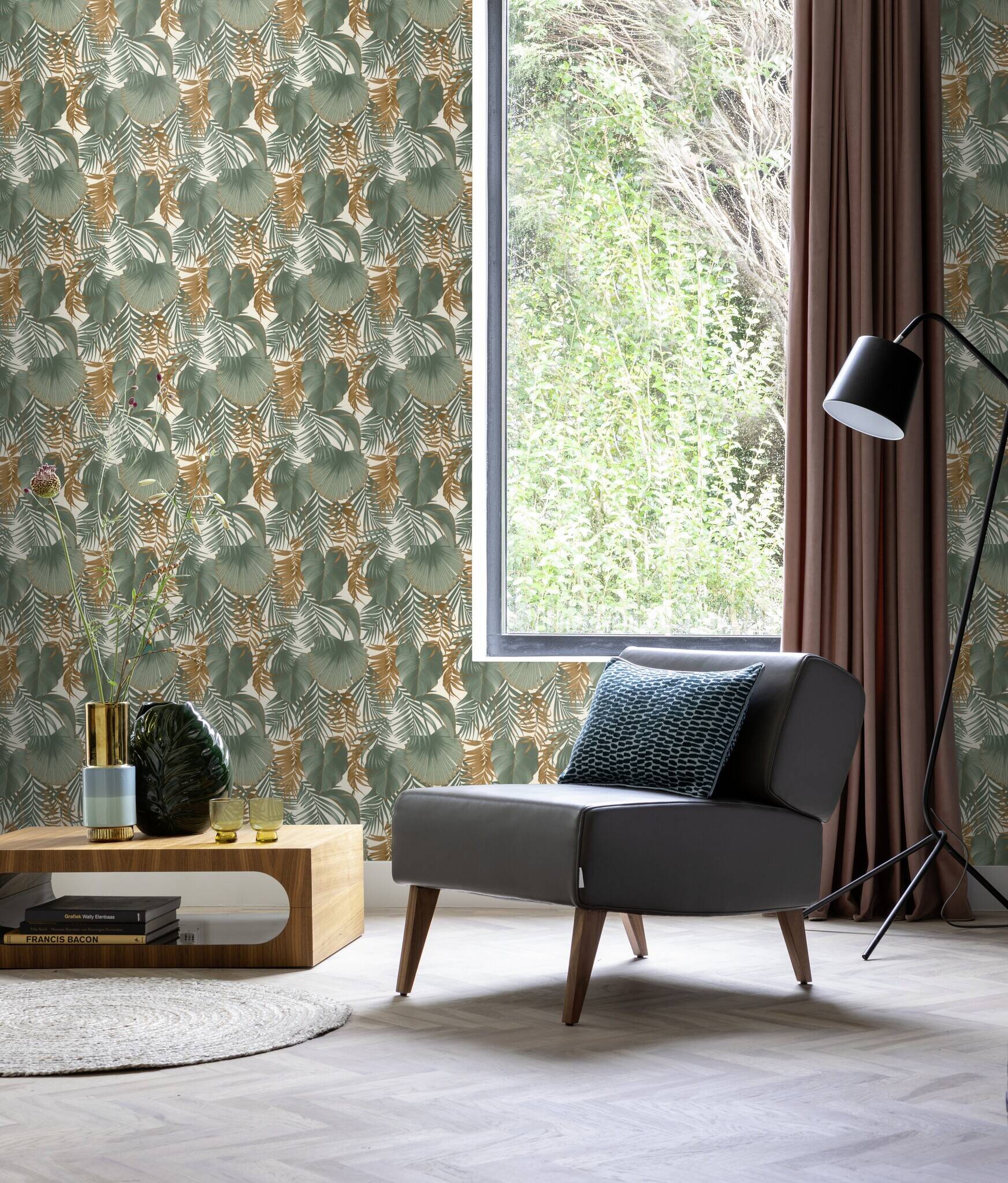 10-462098 Raumsituationen 3 Leaves non-woven wallpaper in green-dark green Selection vinyl/non-woven 462098