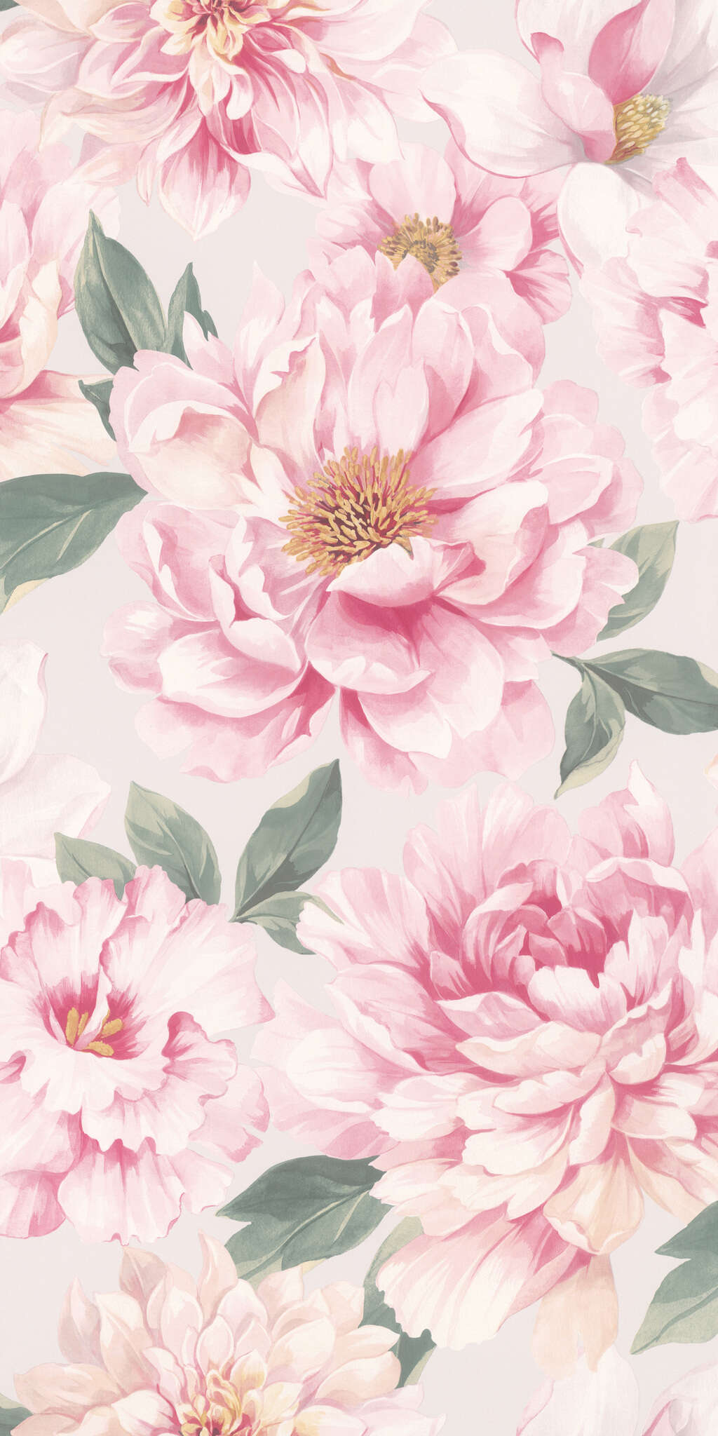 10-201345 Artikelscan 1 Motif floral romantique avec des pivoines luxuriantes dans des tons roses et des feuilles vertes