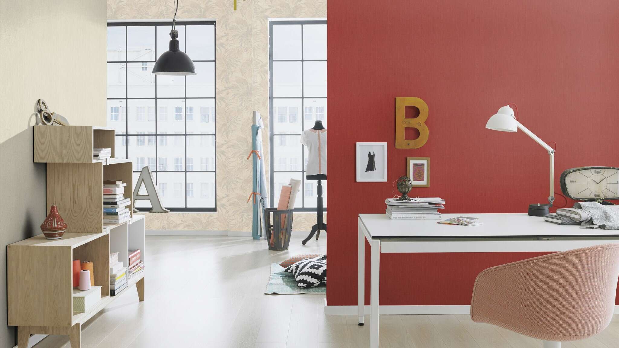 10-832600 Raumsituationen 1 Papier peint intissé rouge brique Selection vinyle/intissé 832600