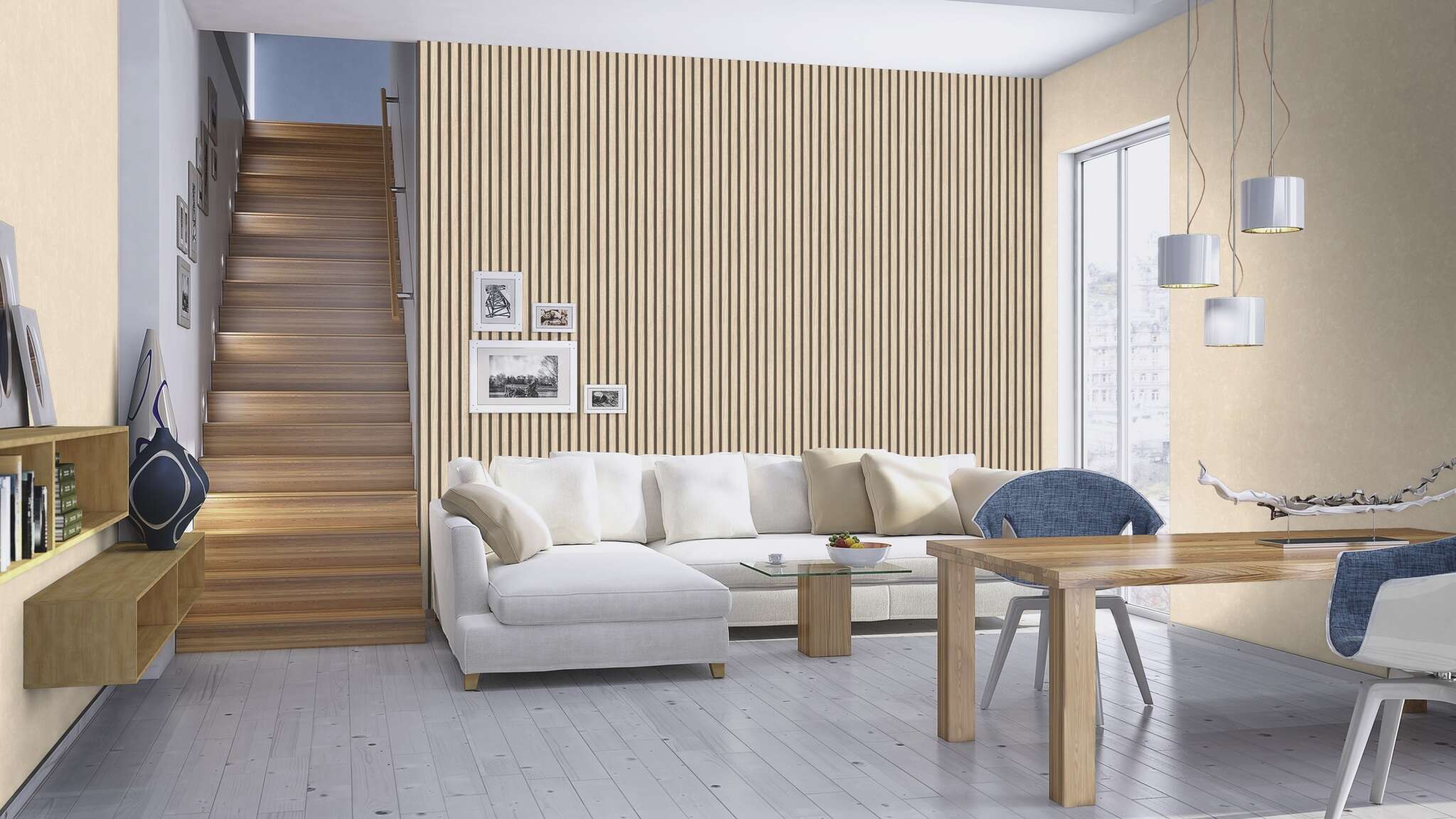 10-315134 Raumsituationen 3 Metalloptik Vliestapete in Beige-warmbeige Selection 315134