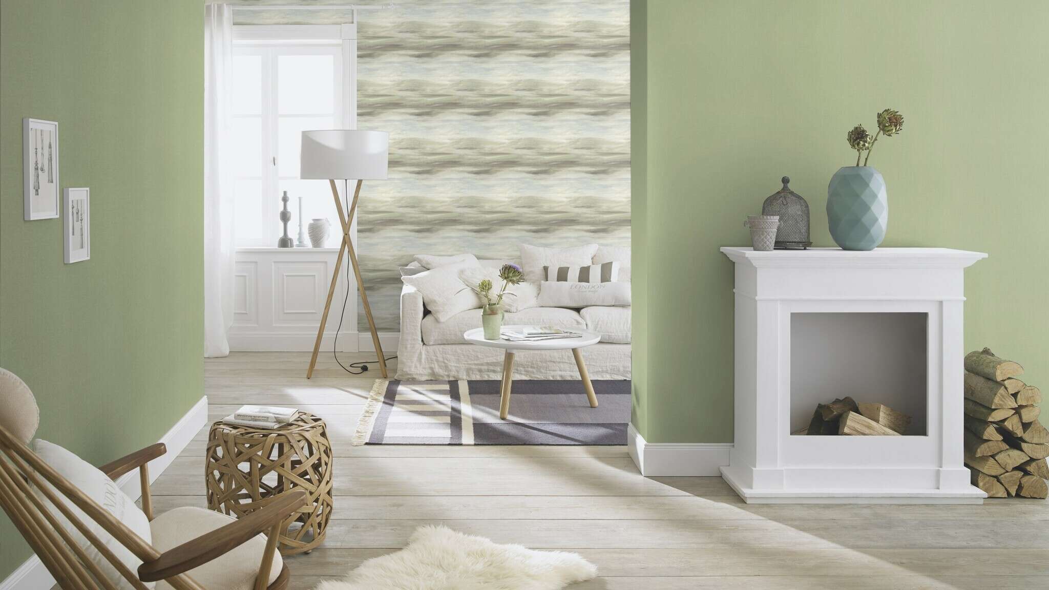 10-424614 Raumsituationen 2 Papier peint intissé dégradé vert pastel Selection 424614