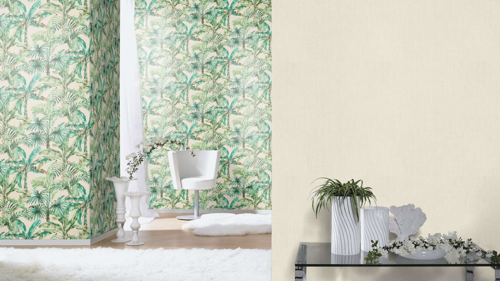 10-484533 Raumsituationen 1 Une chambre avec Papier peint uni avec une texture textile