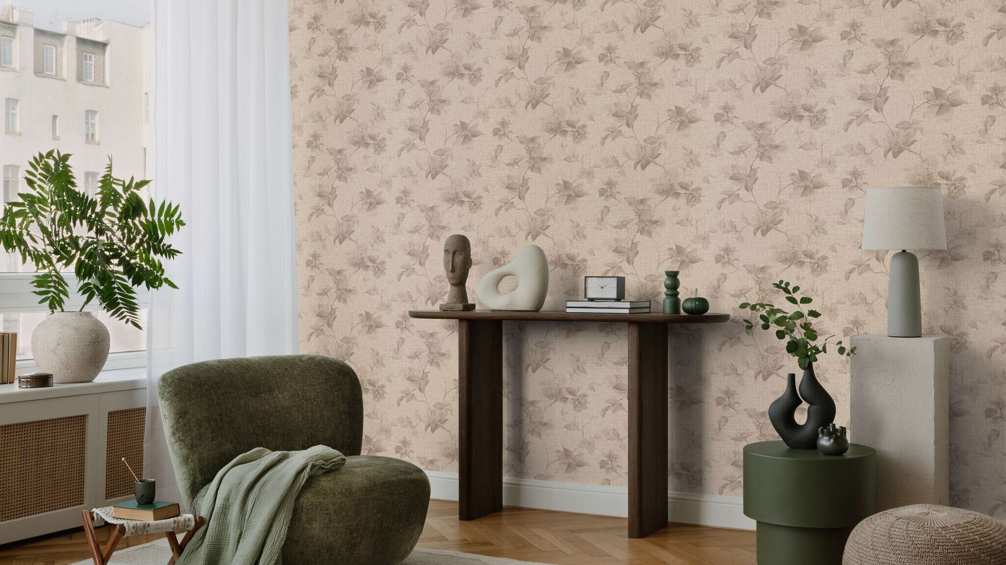 Vliestapete florale Ornamente in Rosa - Atelier Tissé Harper 612912