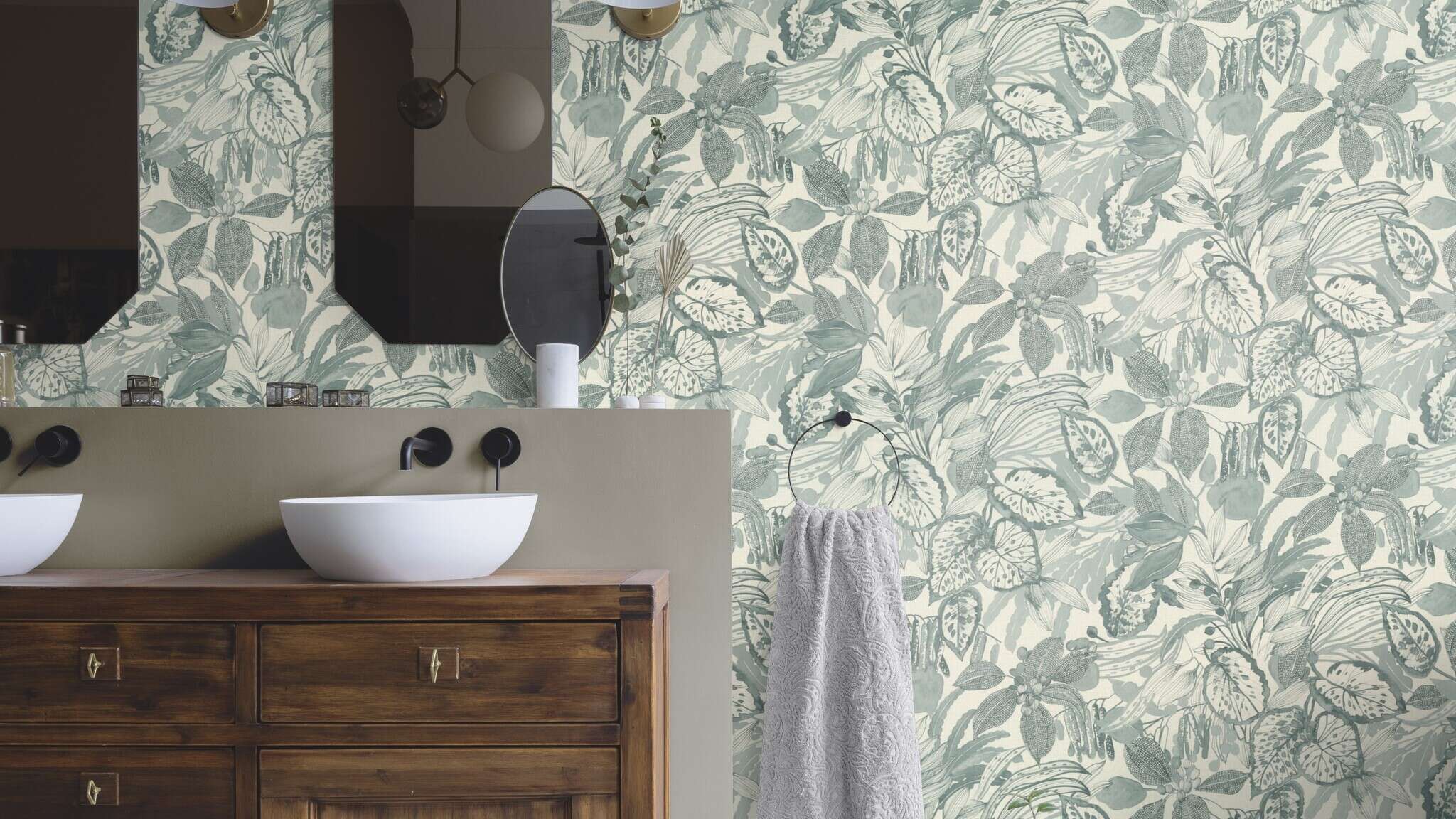 10-983005 Raumsituationen 2 Non-woven wallpaper in blue-petrol Novella XL 983005