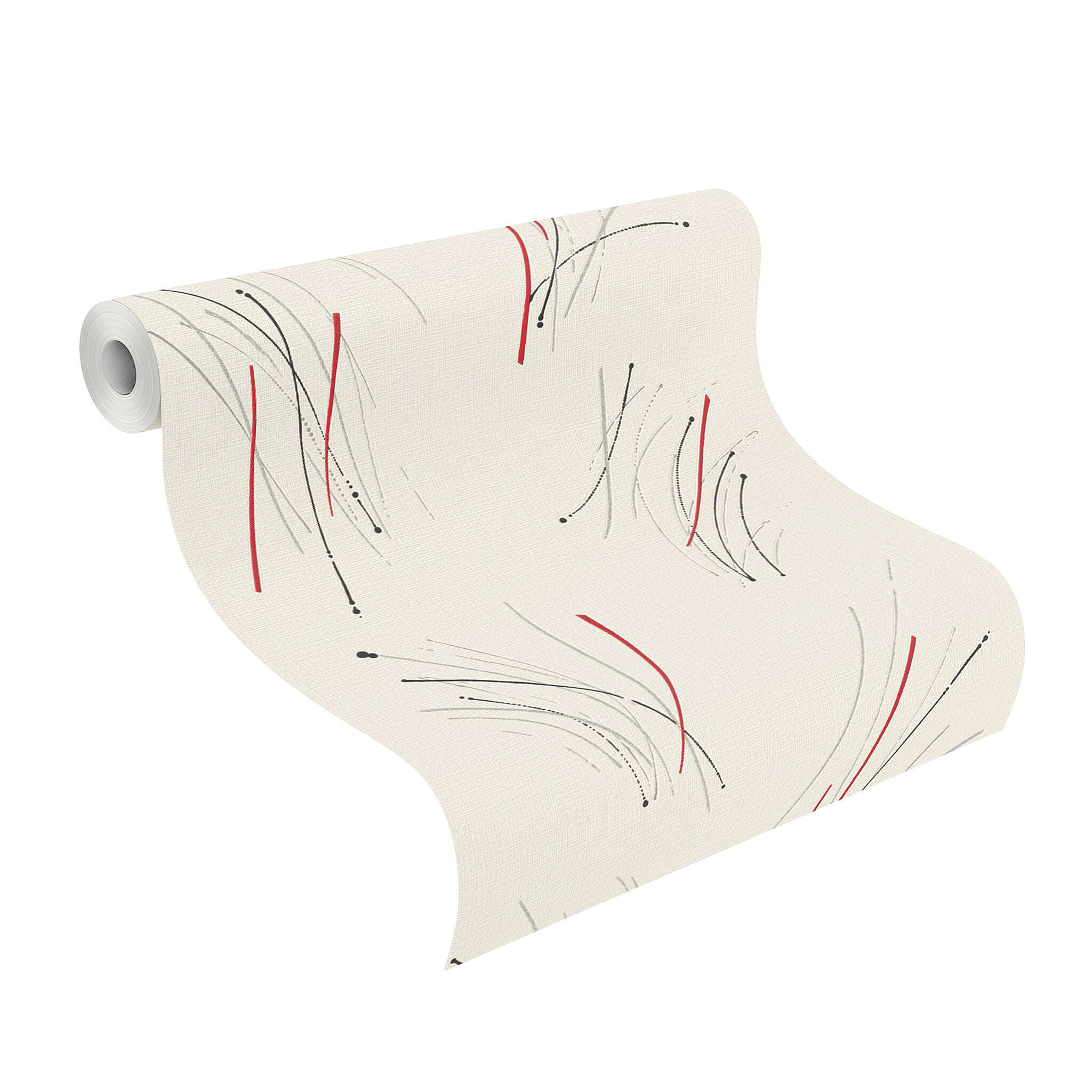 10-735055 Rolle abgerollt 1 Rouleau de déroulé avec Papier peint à lignes courbes et texture textile
