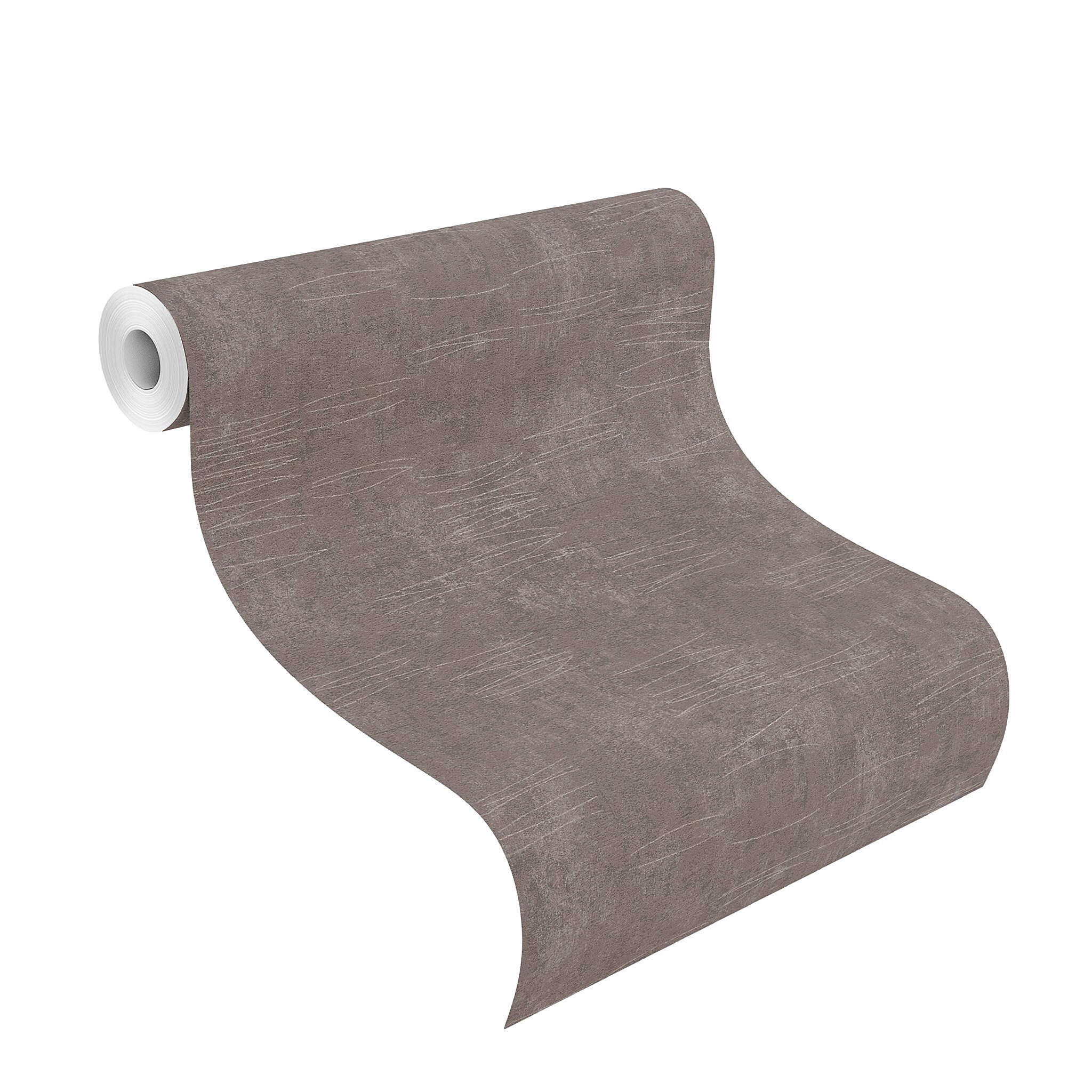 10-649970 Rolle abgerollt 1 Non-woven wallpaper in brown with fine lines in silver, Andy Wand 649970