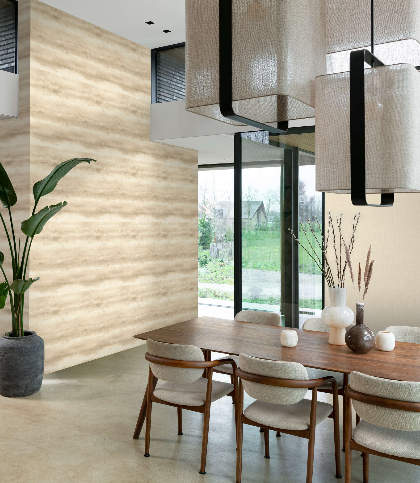 10-484793 Raumbilder 1 Plain non-woven wallpaper in beige Florentine IV 484793