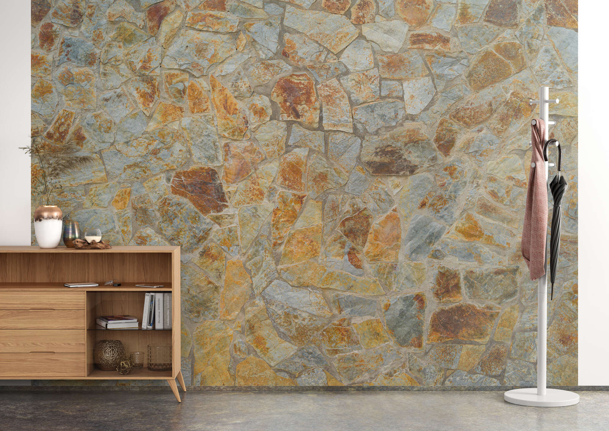 Flur mit 363760 - Fototapete - Naturstein-Mosaik schafft mediterranes Flair magicwalls stone effect wallpaper 363760