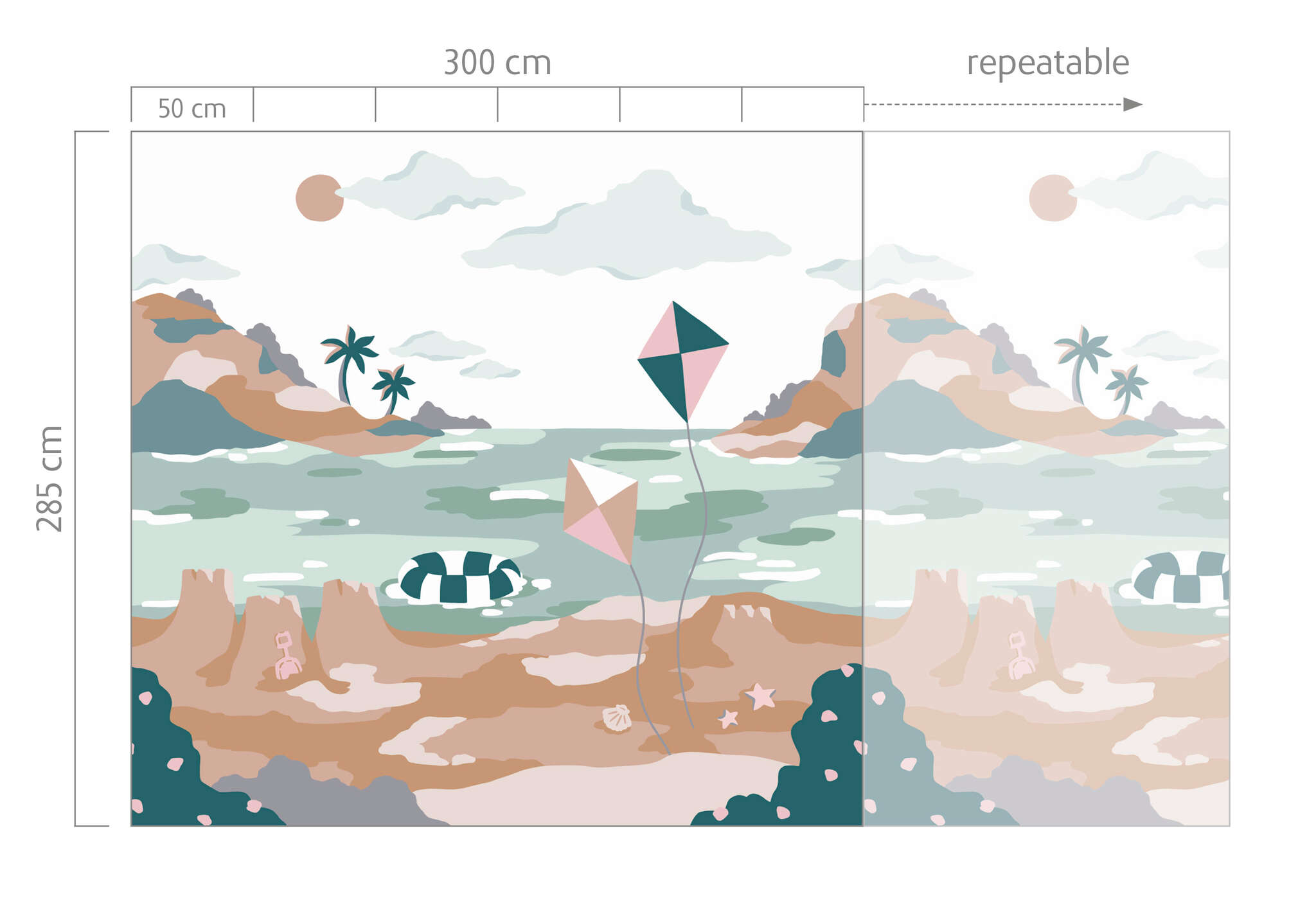 10-300020 Bildauschnitt 1 Wall mural Seascape in Green | Roomblush - RB011-RC