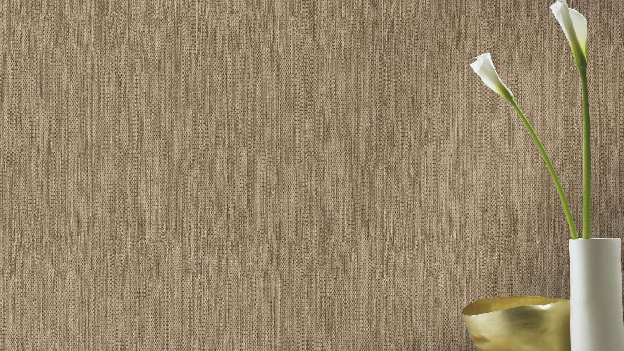 10-435566 Raumsituationen 1 Non-woven wallpaper with a natural fibre look in dark gold - Noble Zen Golden Wabi 435566