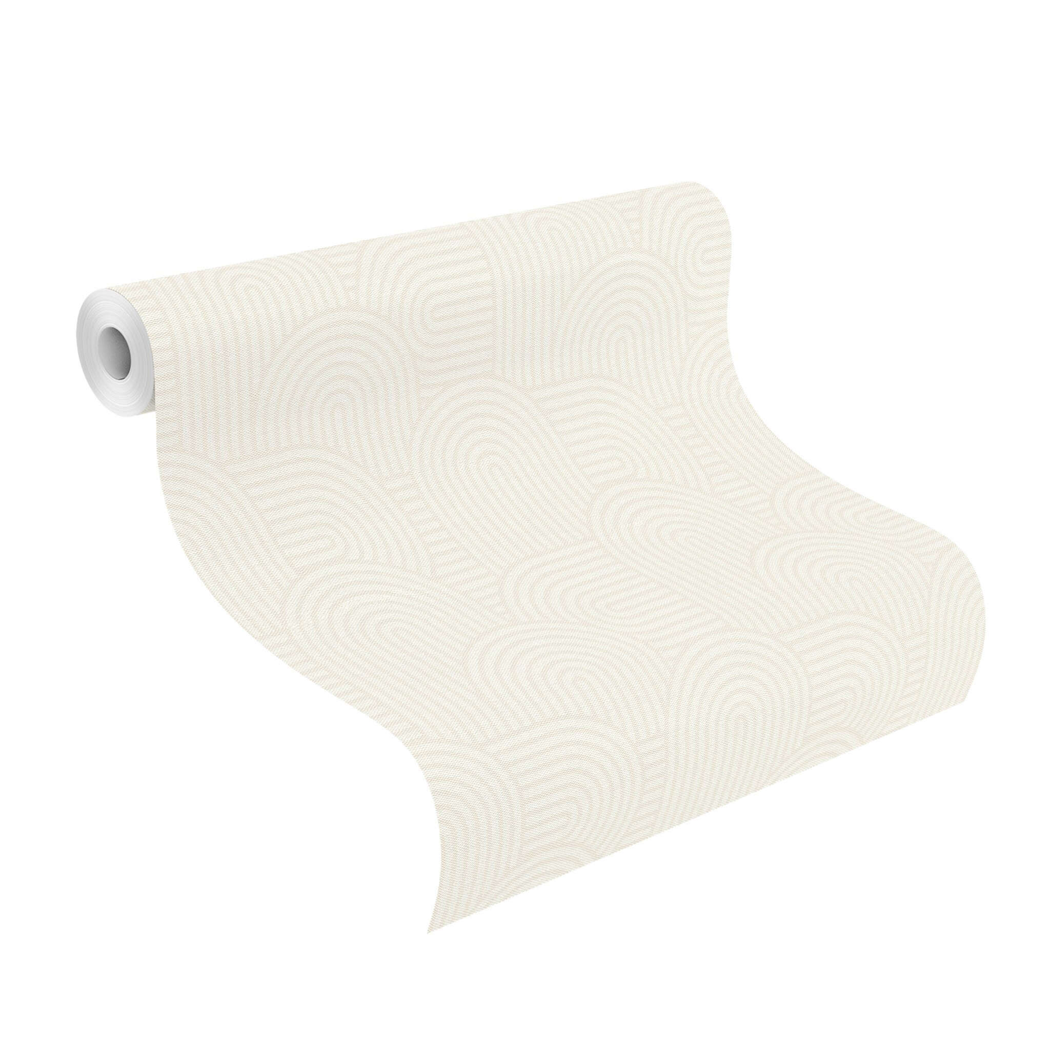 10-634136 Rolle abgerollt 1 Unrolled wallpaper roll with Wallpaper with curved lines in Art Deco style