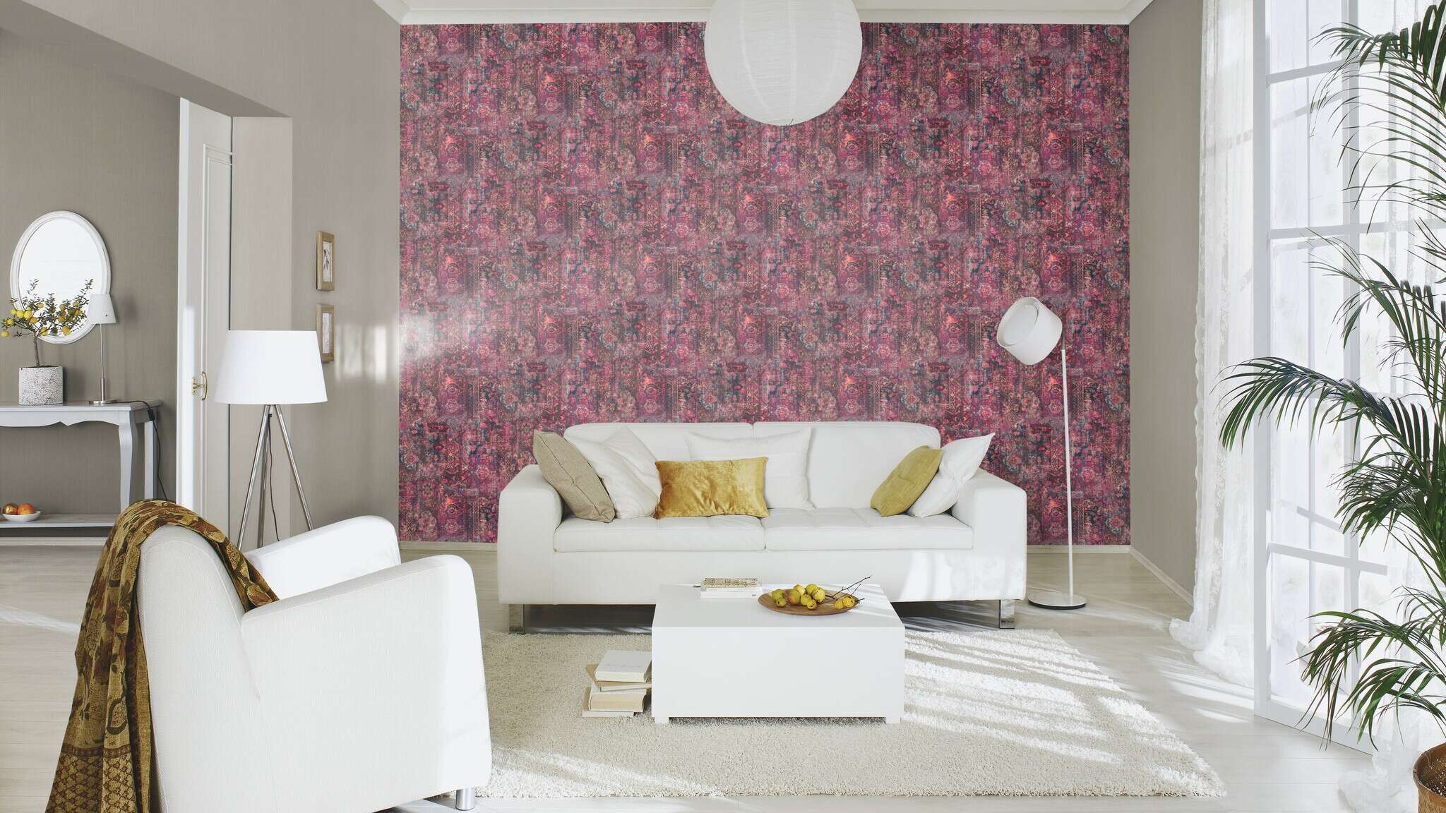 10-536843 Raumsituationen 4 Room with Single-colour wallpaper with a textile texture