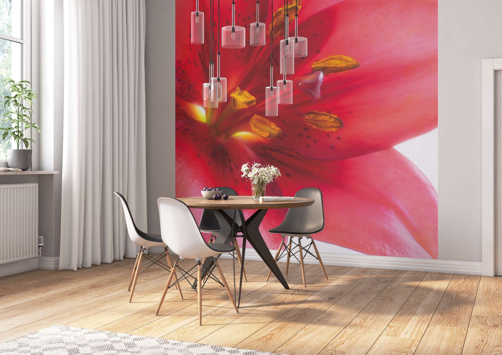 10-890051 Raumbilder 1 Flower wall mural in red 890051