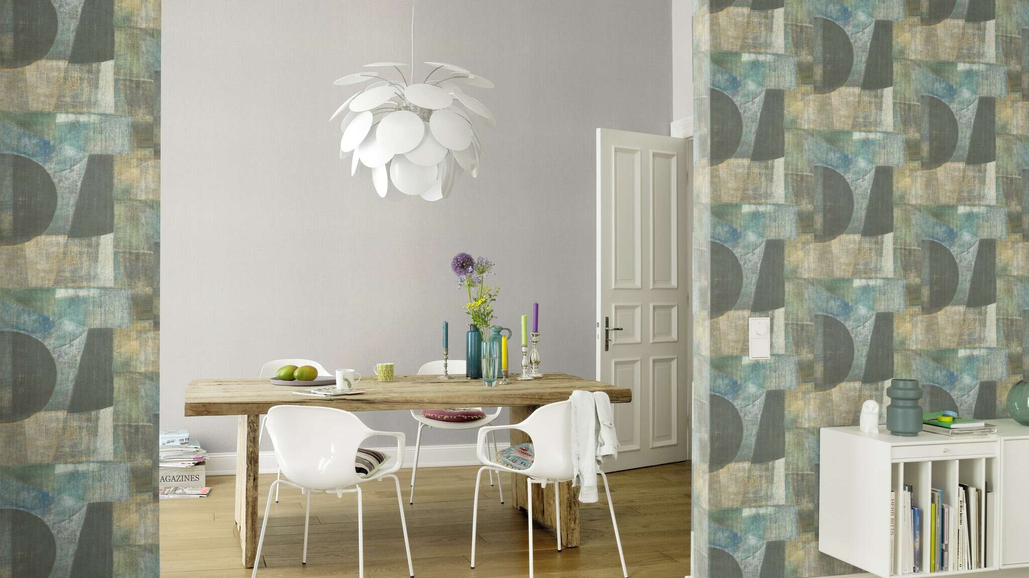 10-960785 Raumsituationen 5 Textile look non-woven wallpaper in gray My Cottage 960785