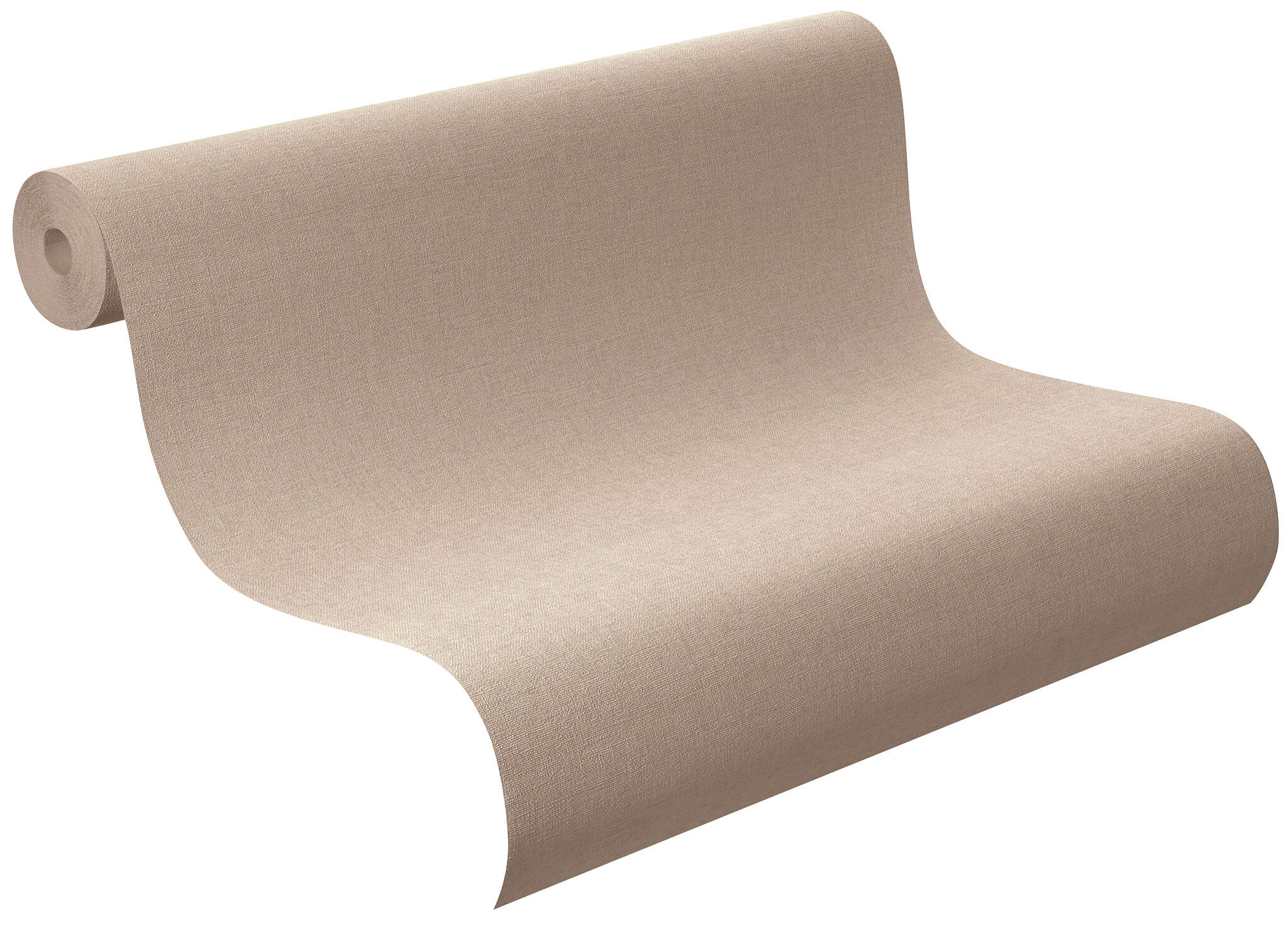 10-448566 Rolle abgerollt 1 Rollenabbildung mit Dezente Vliestapete in Taupe mit stoffähnlicher Struktur