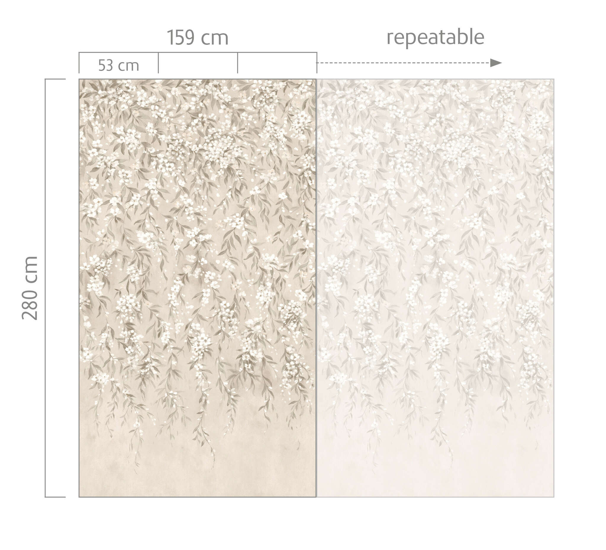 10-368048 Bildauschnitt 1 Floral tendrils wall mural in beige – Whispering Blossoms – Noble Zen 368048