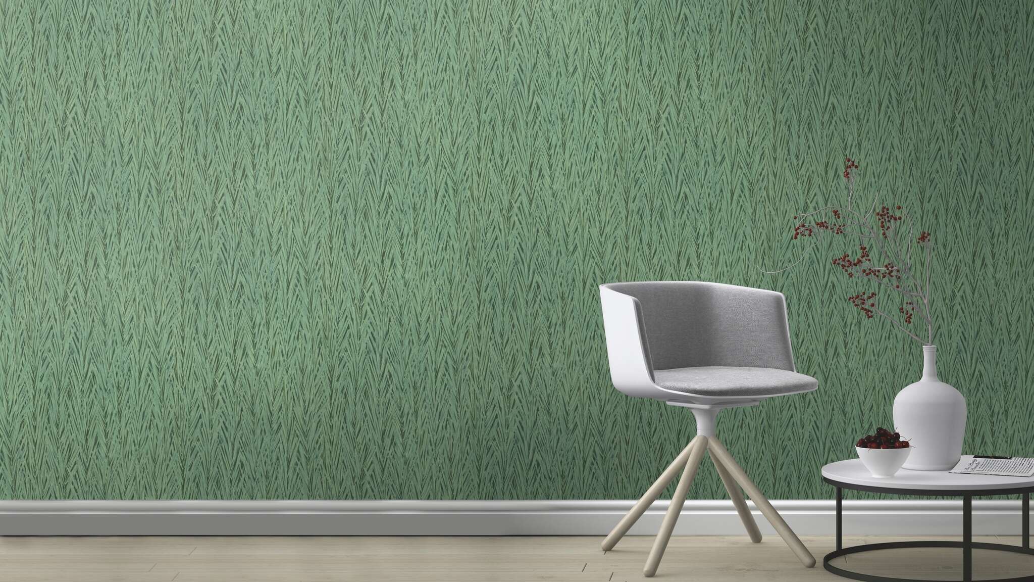 10-554175 Raumsituationen 3 Non-woven wallpaper in green-light green Selection 554175