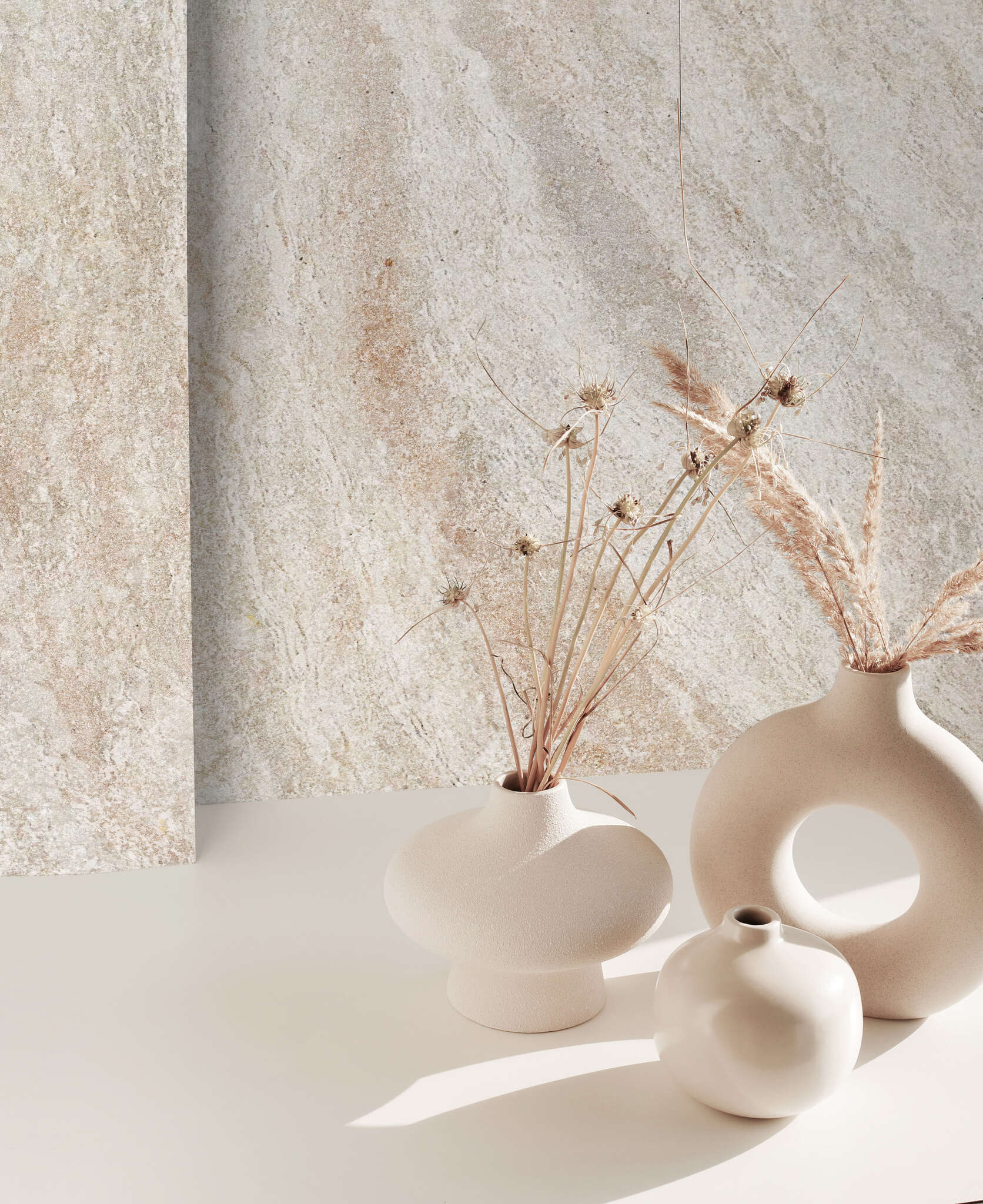 10-300193 Raumsituationen 2 Fototapete Travertin in Beige | Roomblush - RB469