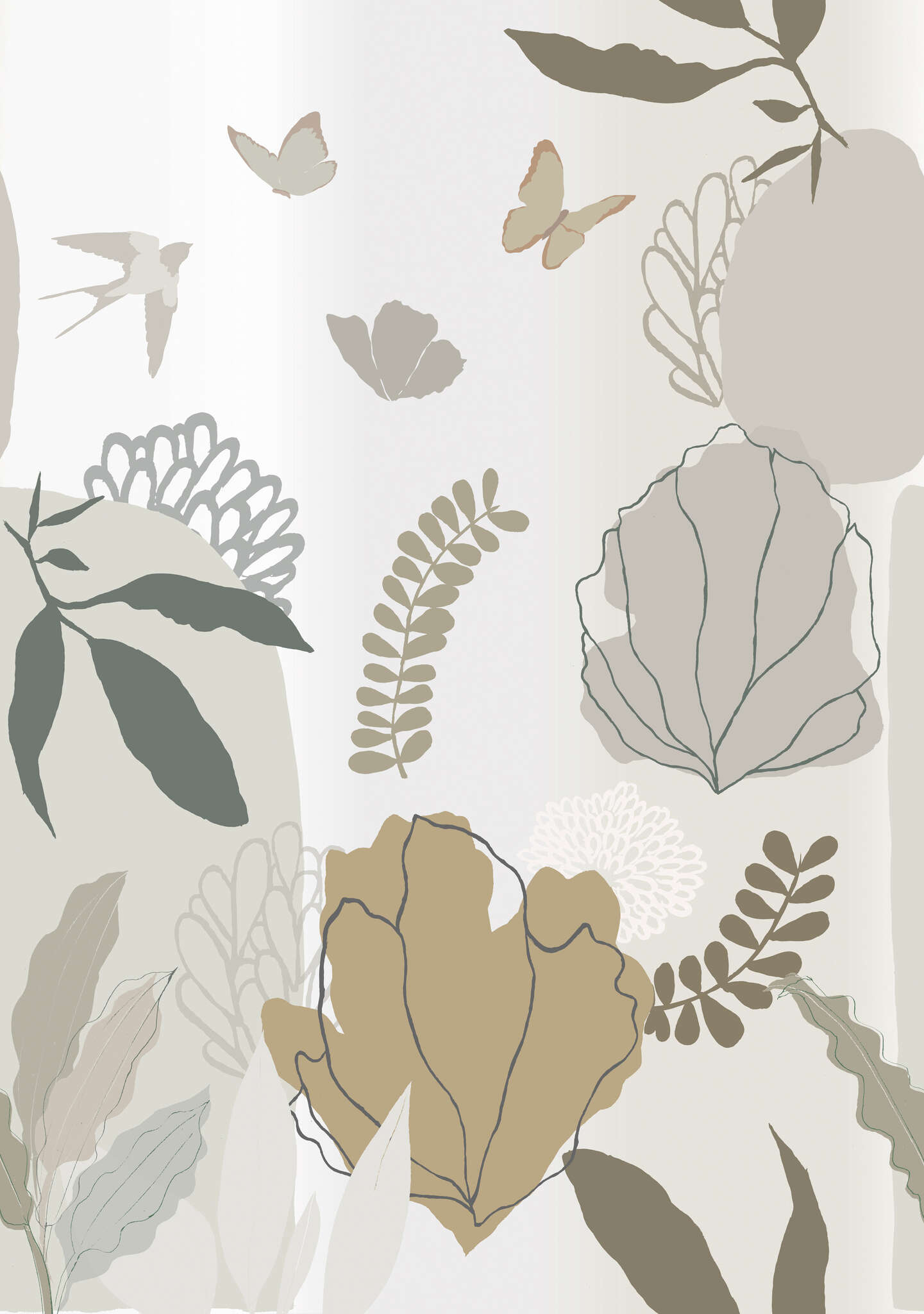 Non-woven wallpaper Florine in Green | Roomblush - RB325