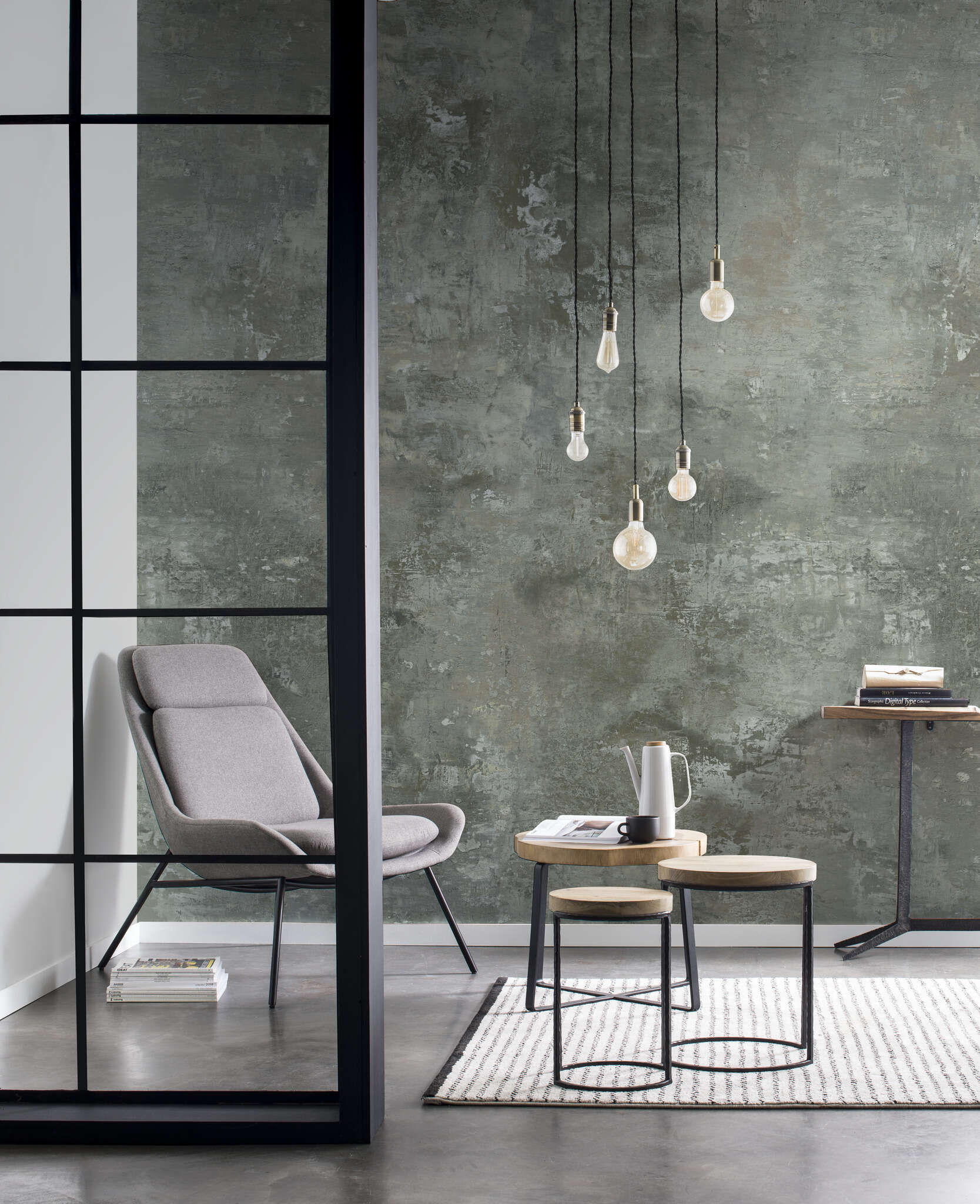 10-429657 Raumbilder 1 Concrete-effect wall mural in grey Factory IV 429657
