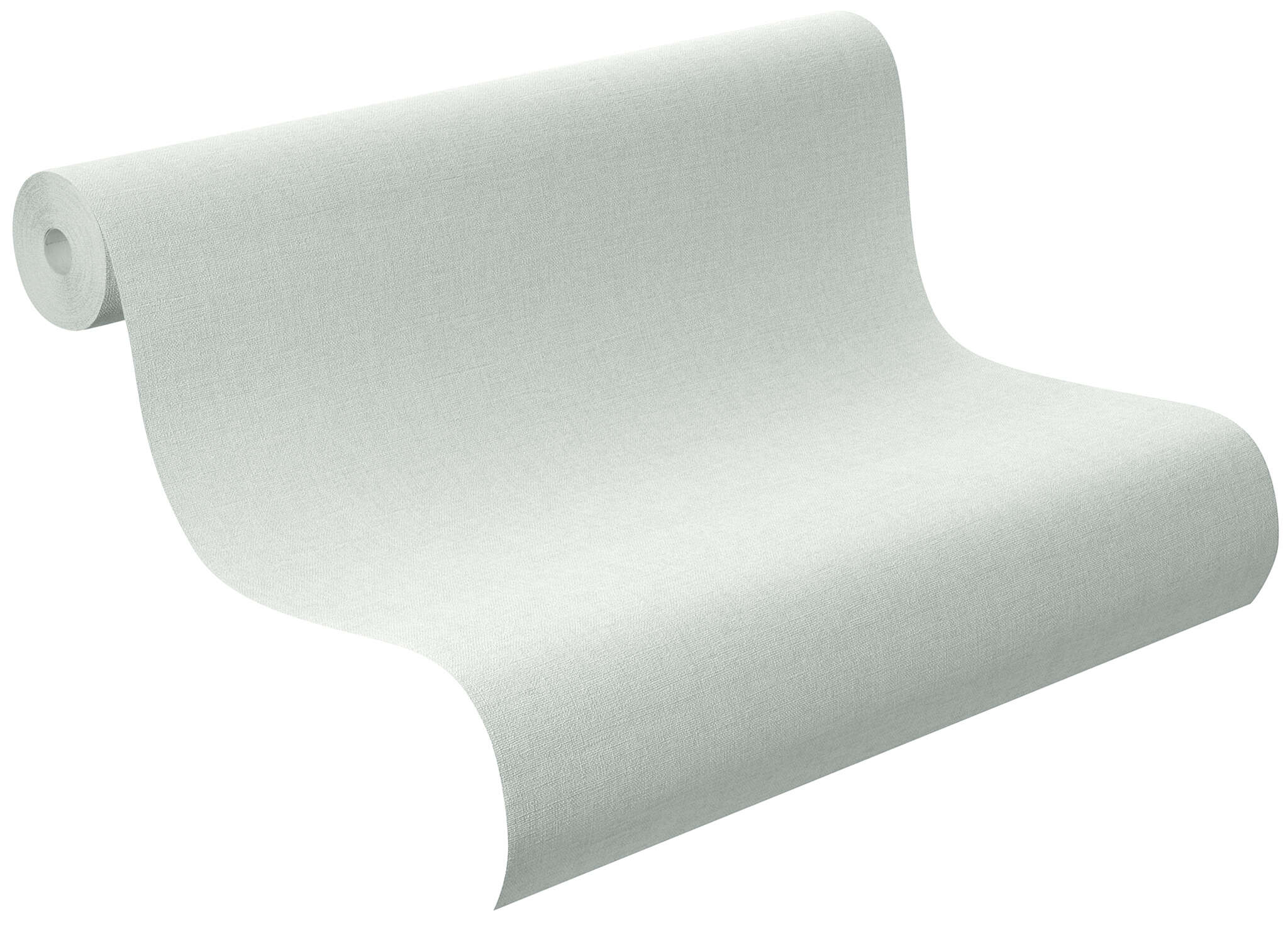10-448603 Rolle abgerollt 1 Rollenabbildung mit Tapete in Aquamarin mit feiner Struktur, ideal für schlichte und elegante Wandgestaltungen.