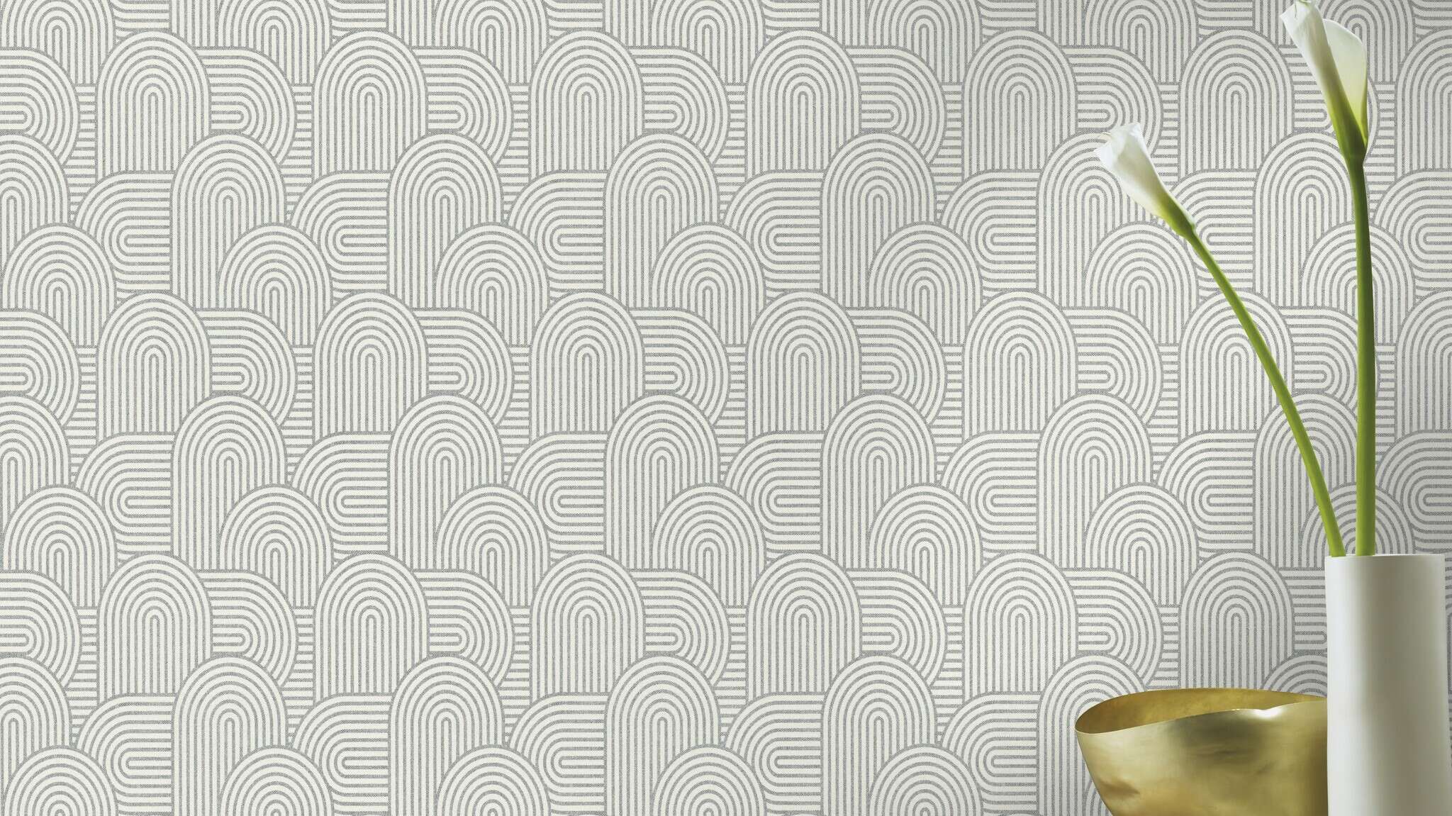 10-634143 Raumsituationen 1 Room with Wallpaper with curved lines in Art Deco style