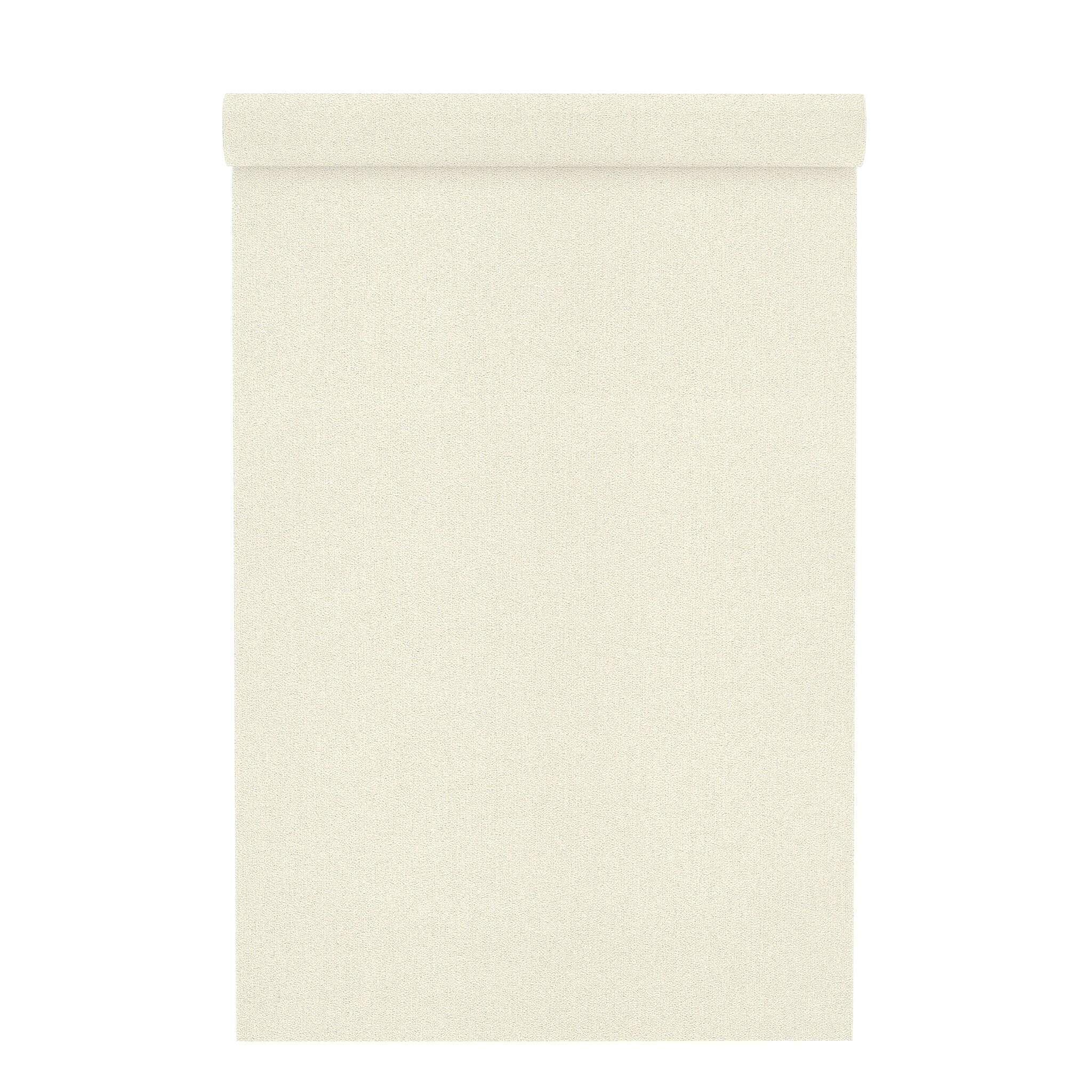 10-441666 Rolle abgerollt 1 Rouleau de déroulé avec Papier peint intissé uni dans une teinte crème clair avec une surface finement rainurée.