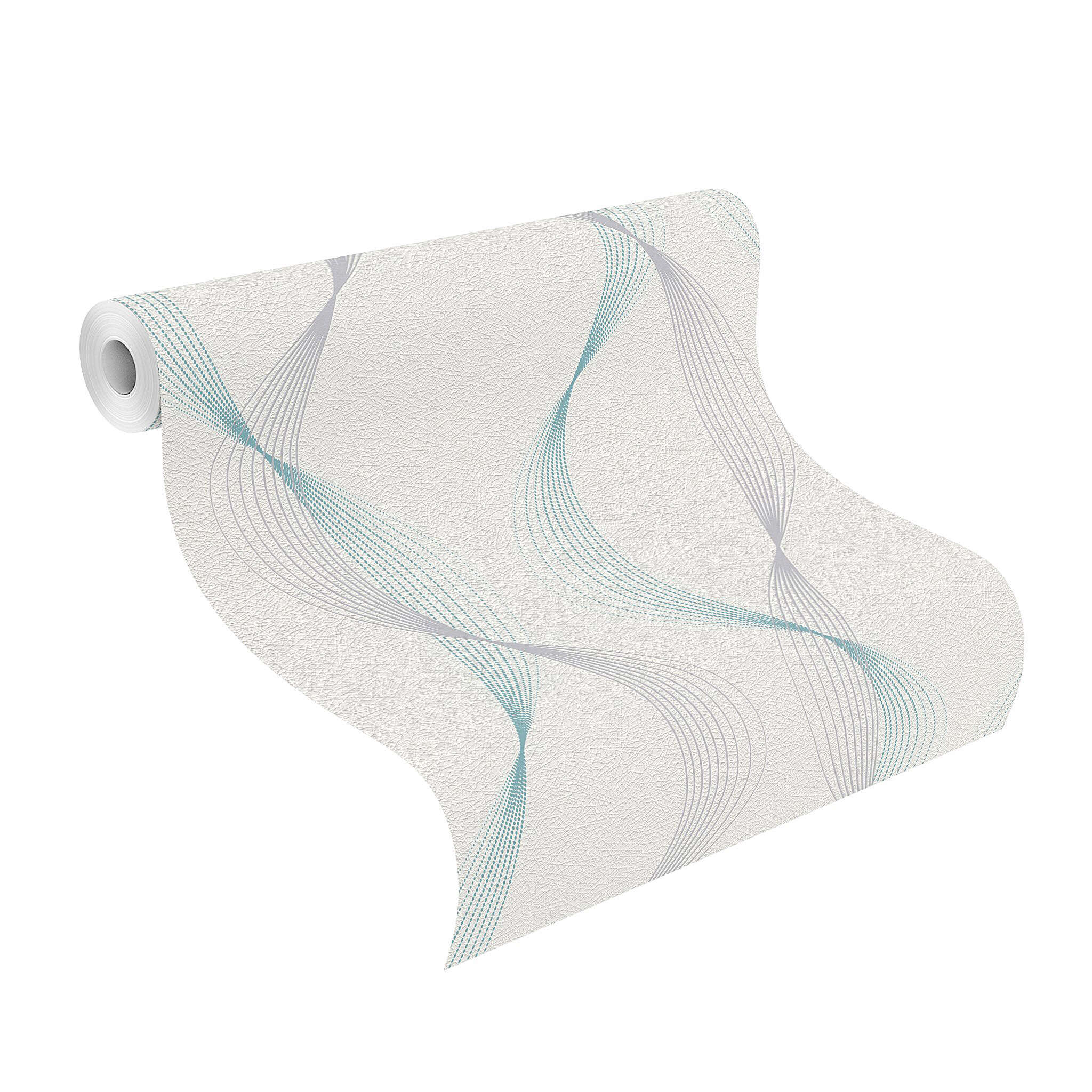 10-475623 Rolle abgerollt 1 Rouleau de déroulé avec Motif graphique dynamique avec des lignes courbes en bleu et gris sur un fond clair – moderne et dynamique.