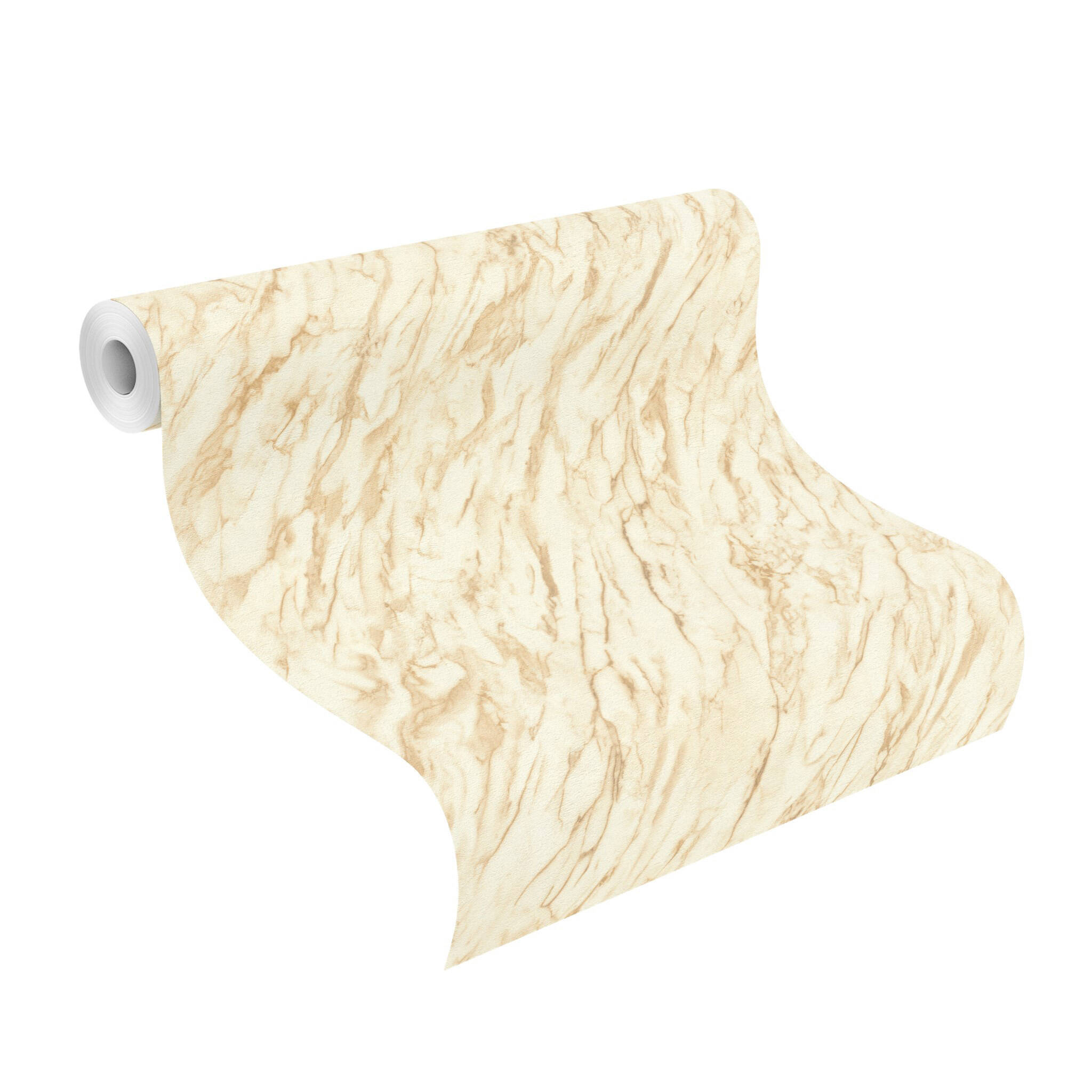 10-371611 Rolle abgerollt 1 Carrara 371611 self-adhesive wallpaper - marble look in beige and cream white