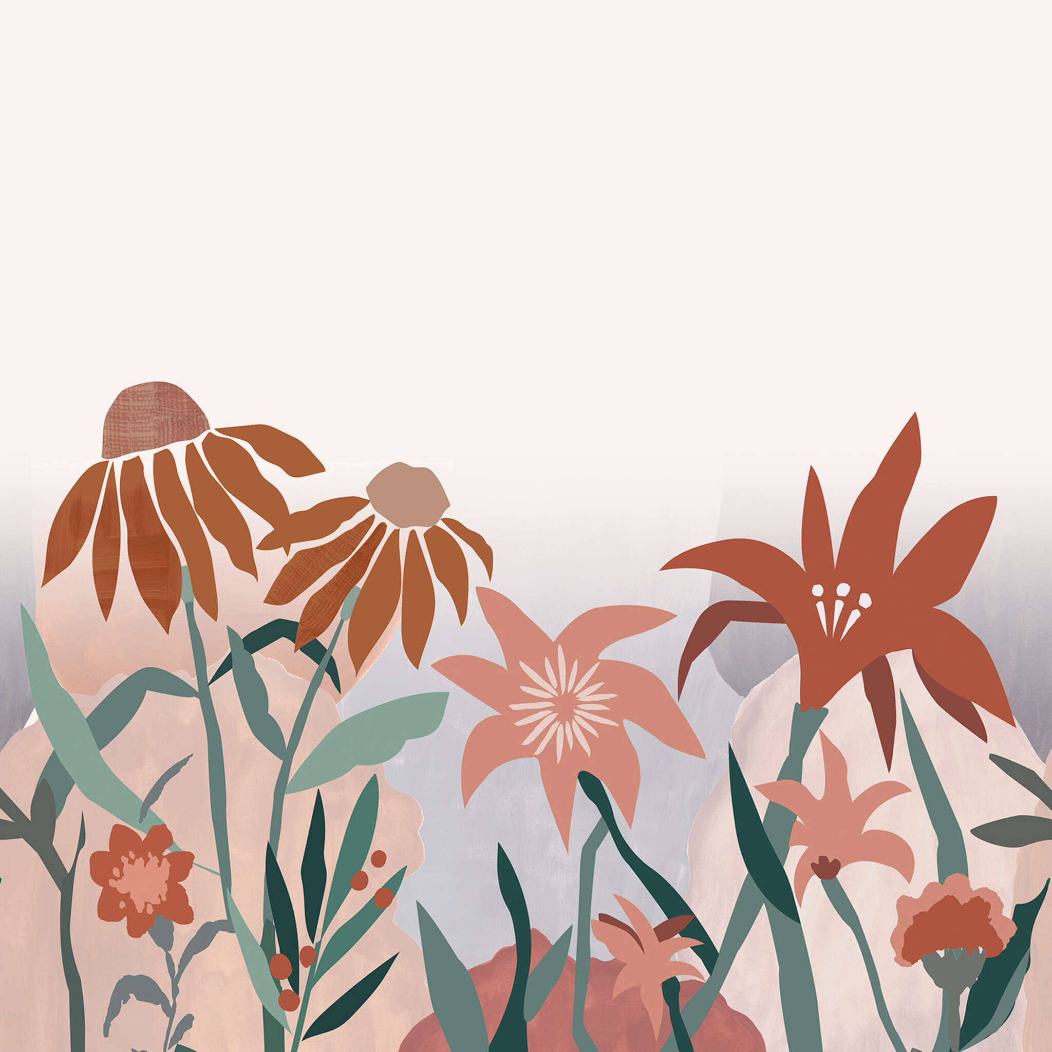 Papier peint panoramique Flowerpop in Vert | Roomblush - RB303