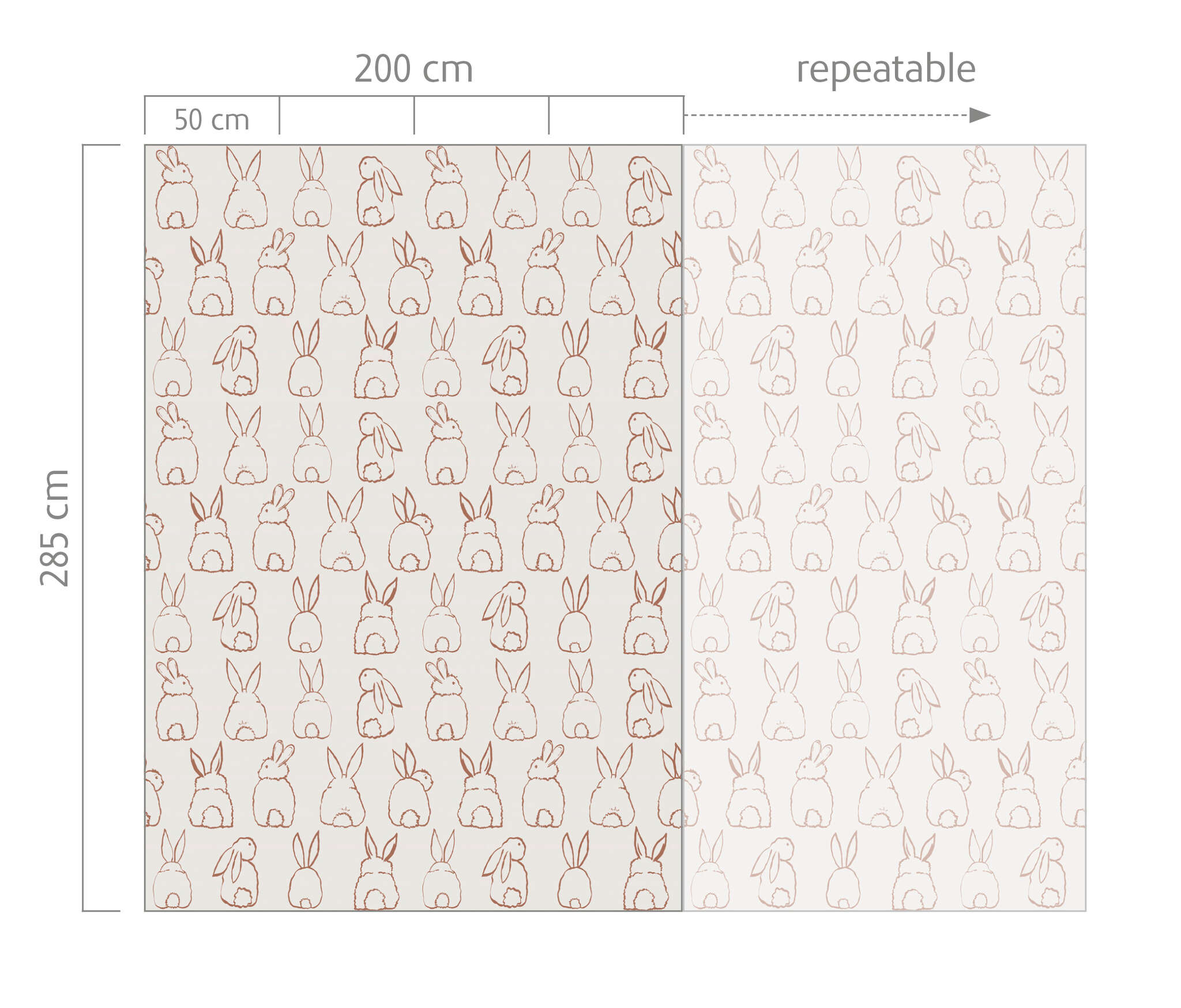 10-300132 Bildauschnitt 1 Wall mural Bunnies in Beige | Roomblush - RB305